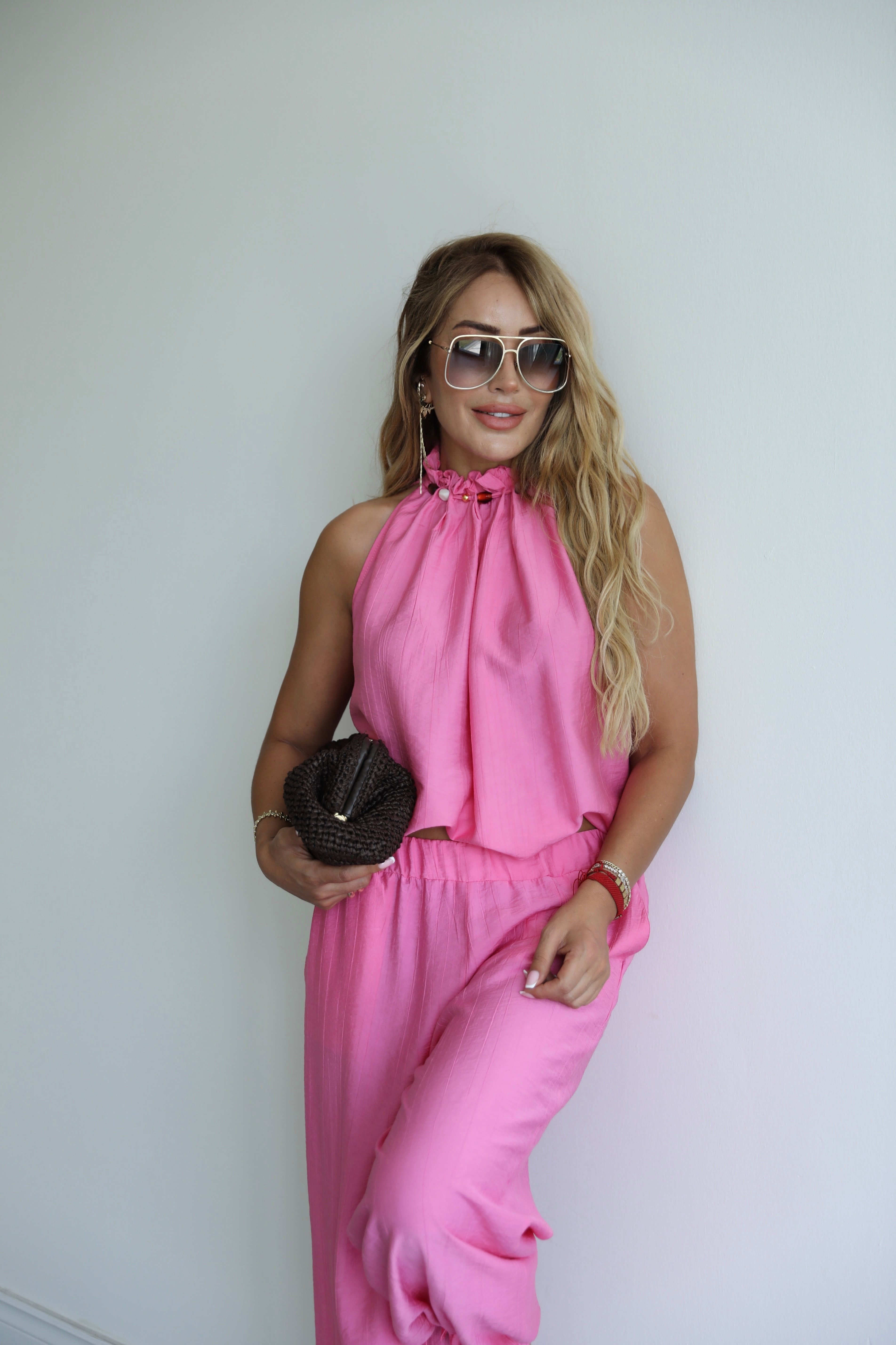 Pembe Şalvar Bluz Takım