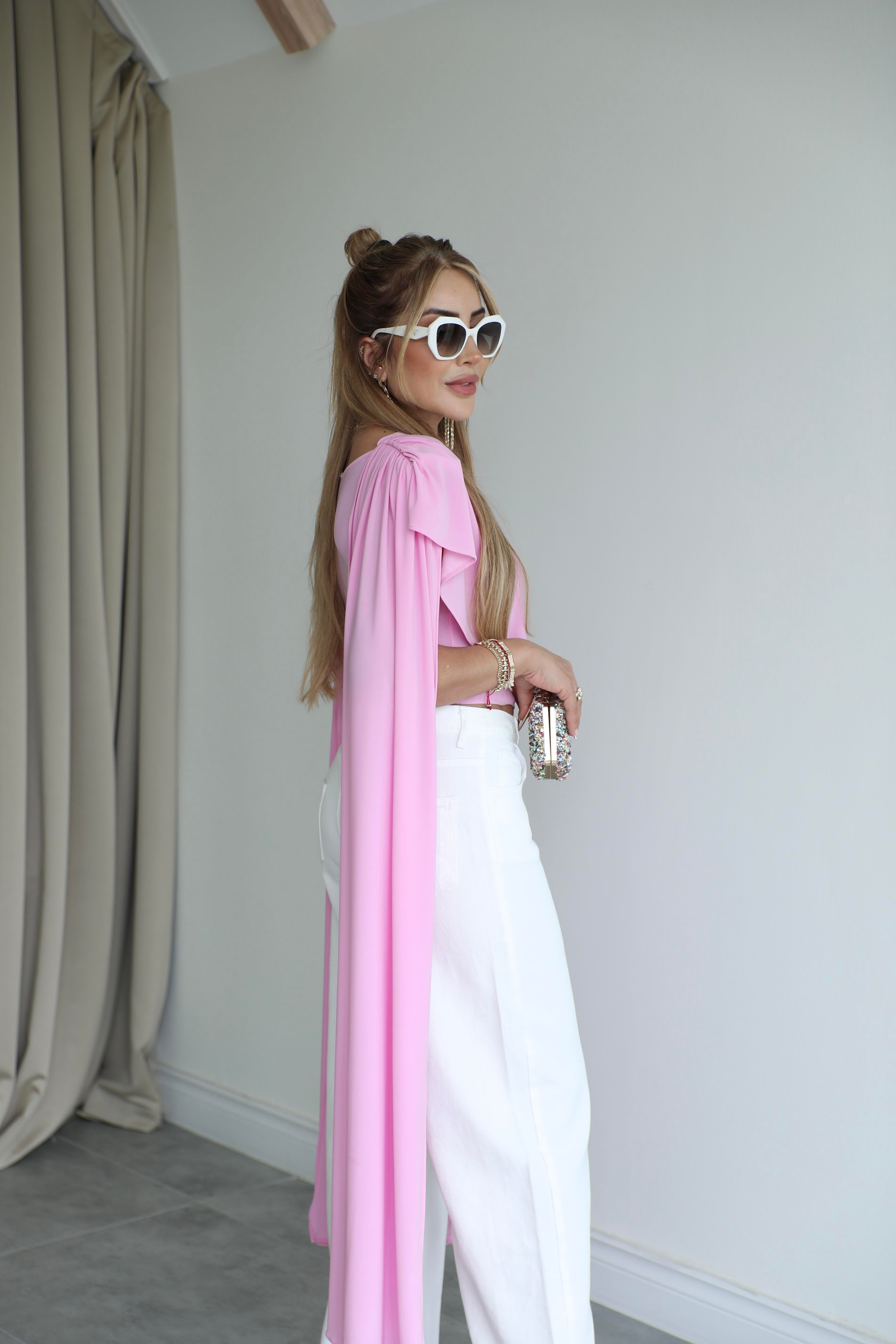 Pembe Sandy Tasarım Vatkalı Bluz