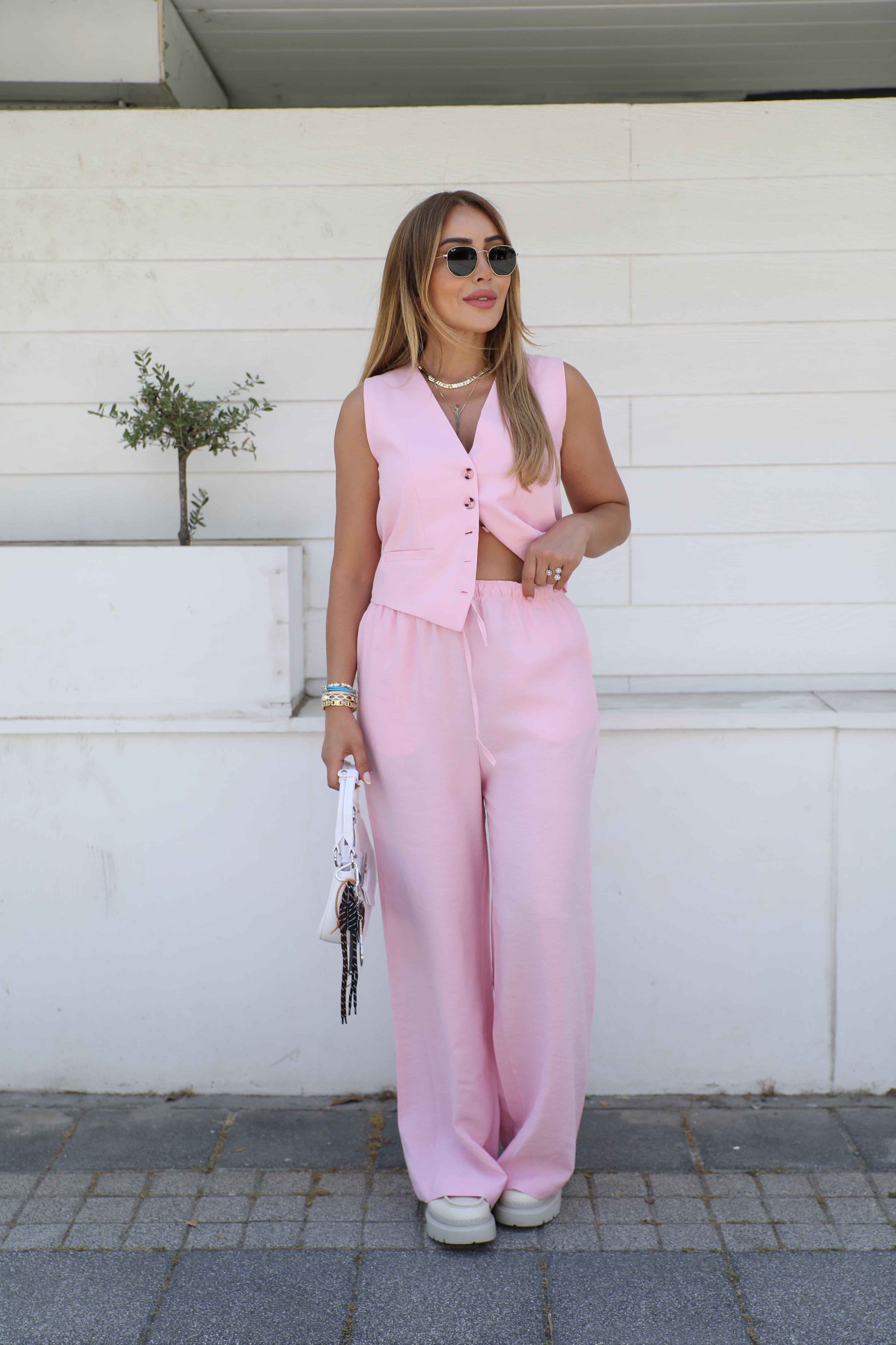 Pembe Yelek Pantolon Takım