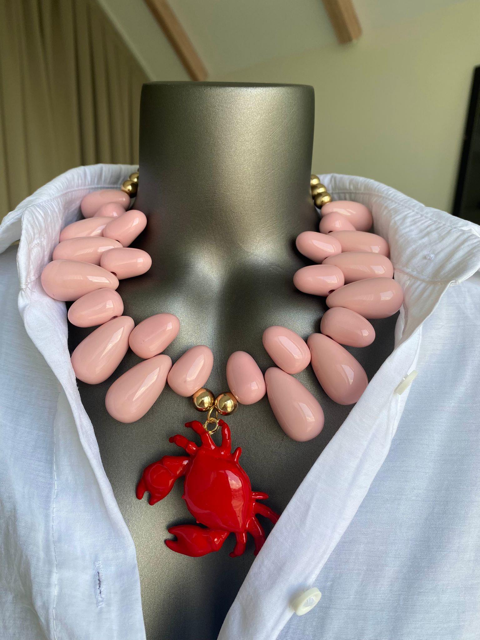 Pembe Yengeç Detaylı Kolye