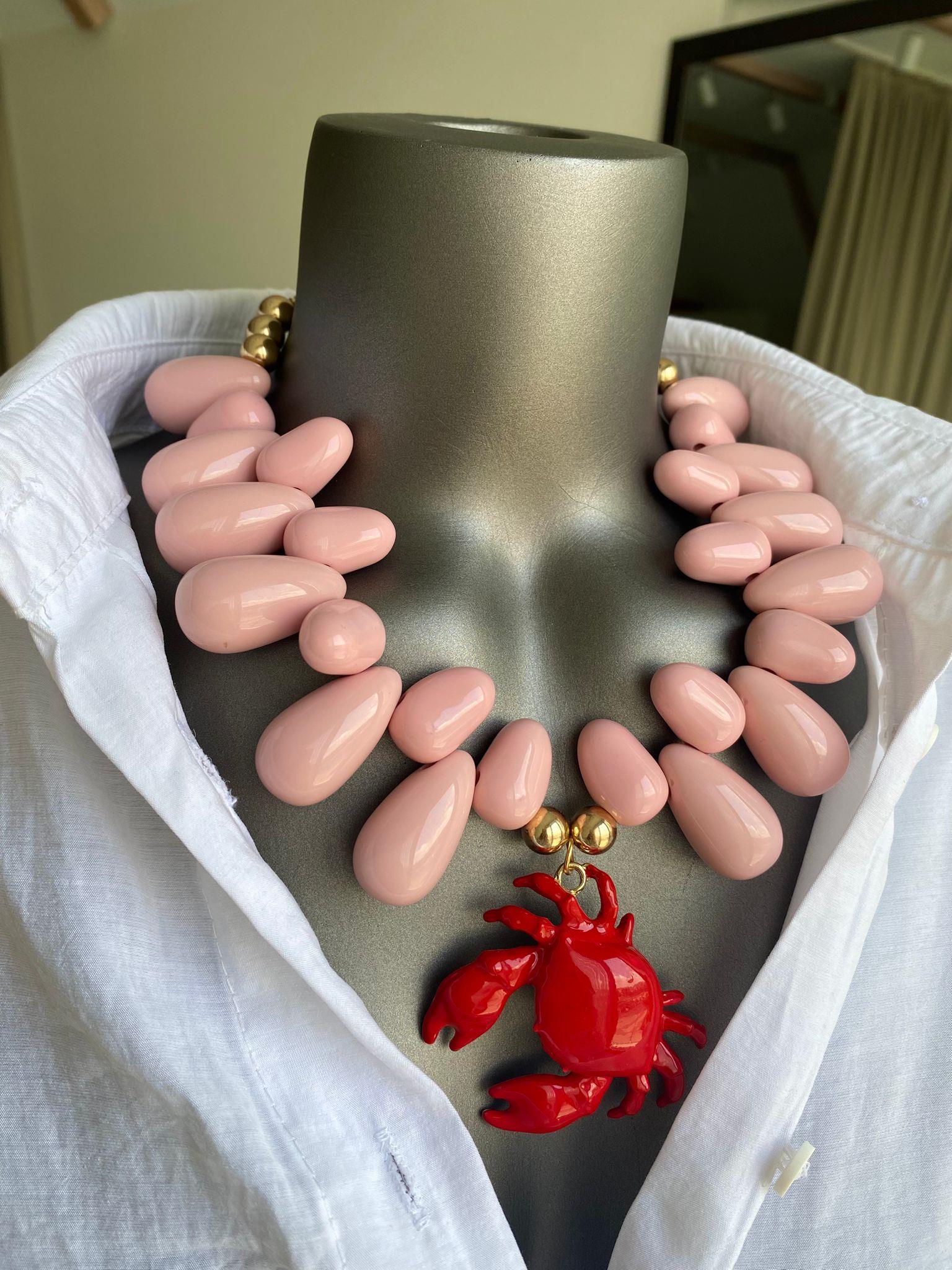 Pembe Yengeç Detaylı Kolye