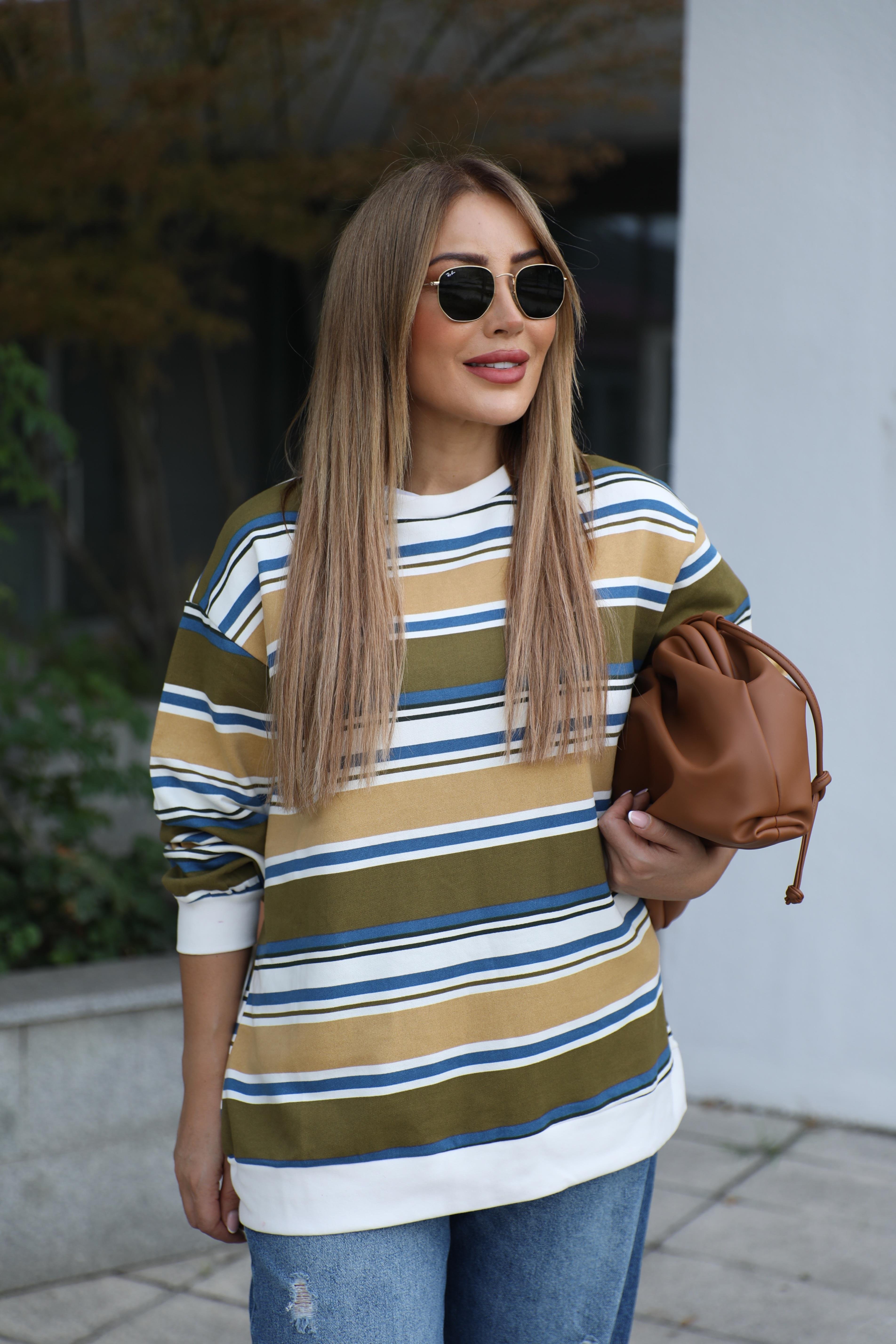 Renkli Çizgili Sweat