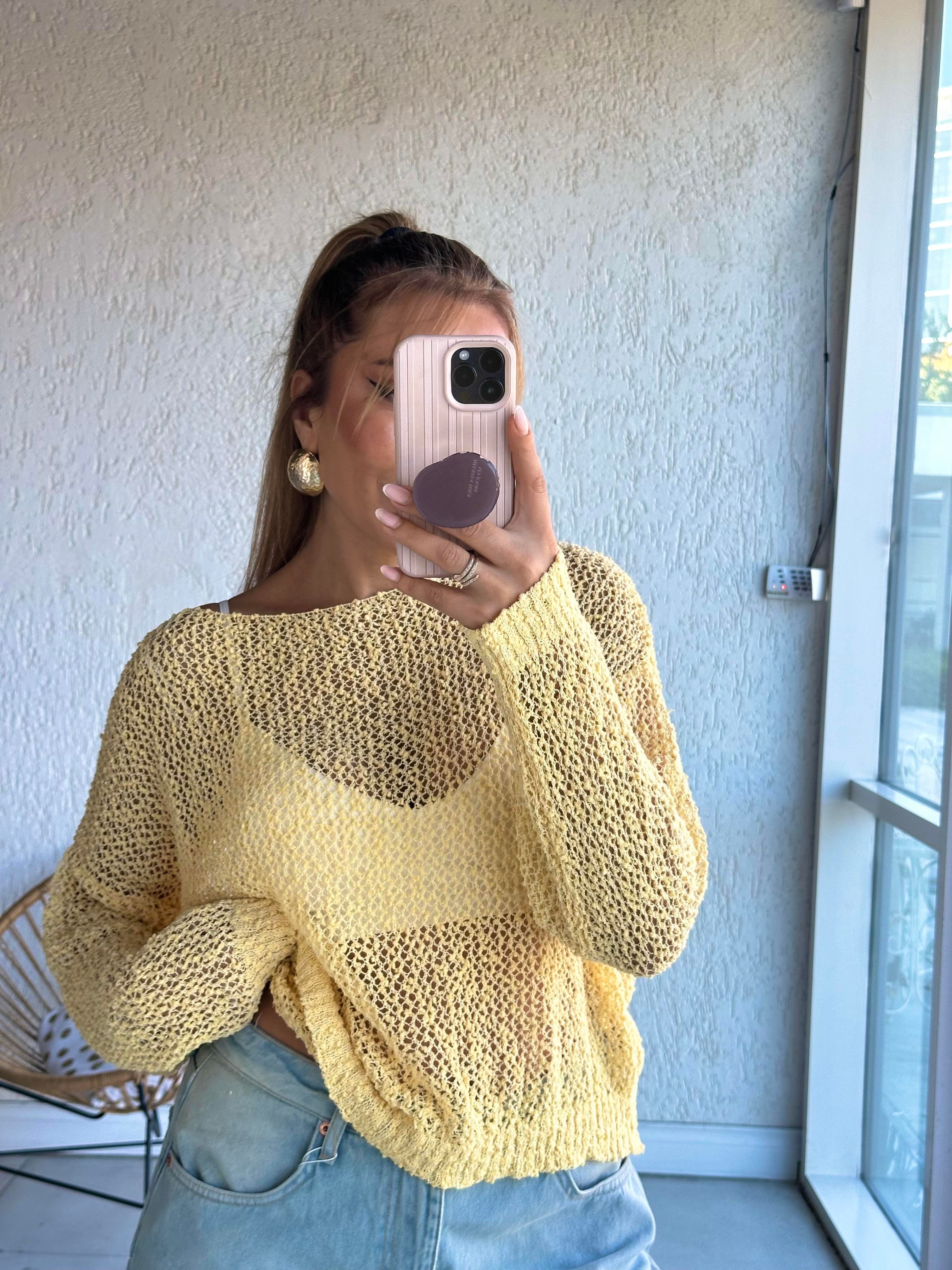 Sarı Merserize Triko Bluz