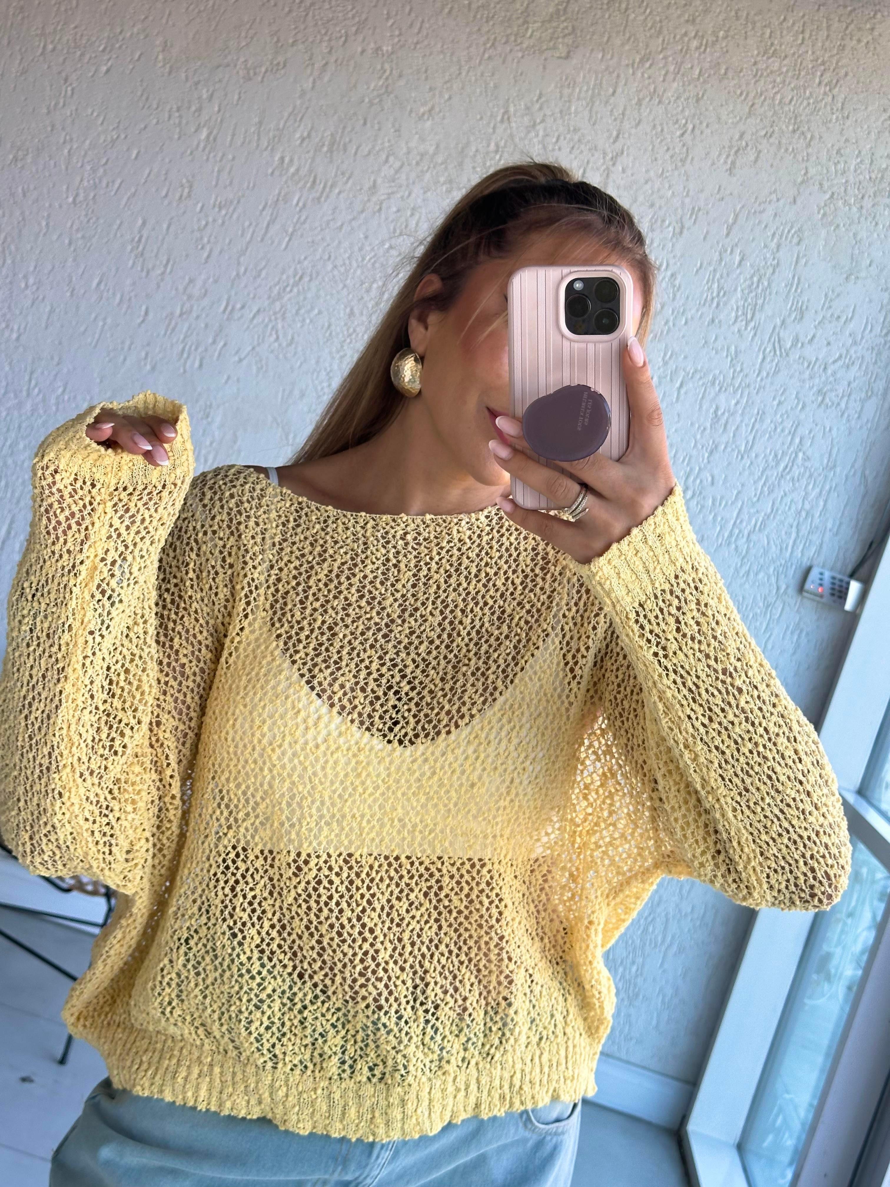 Sarı Merserize Triko Bluz