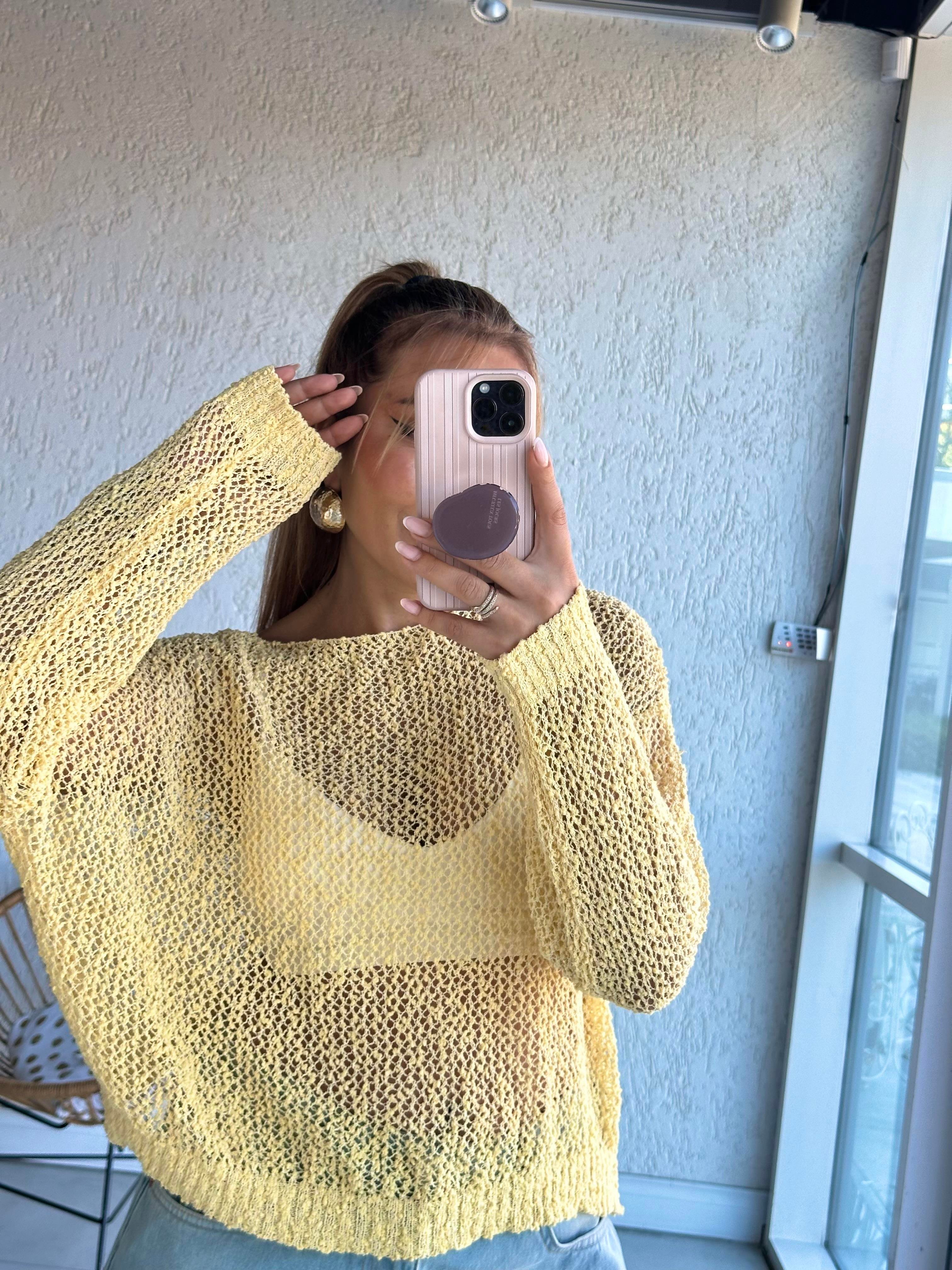 Sarı Merserize Triko Bluz