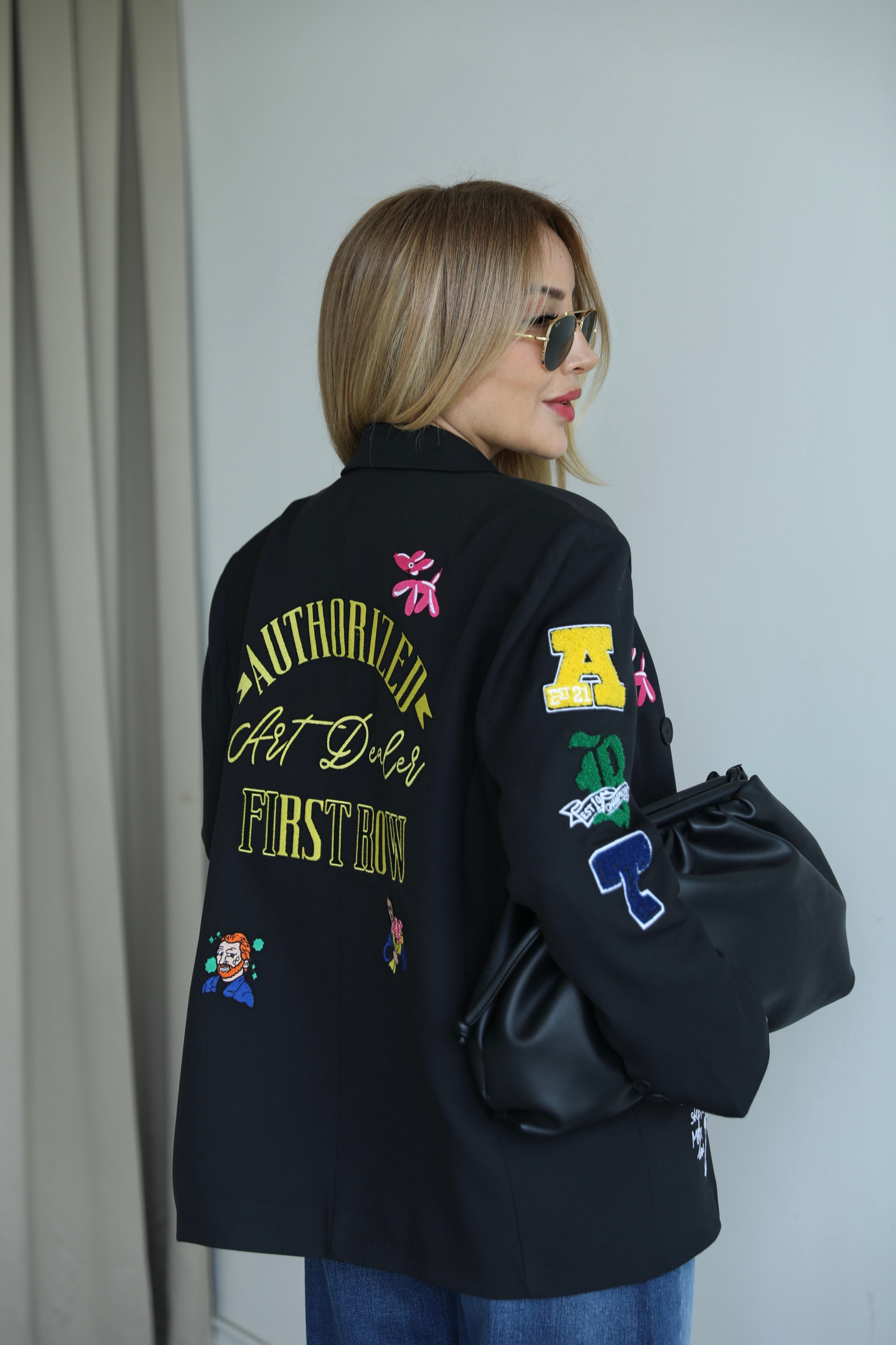 Siyah Armalı Tasarım Blazer Ceket