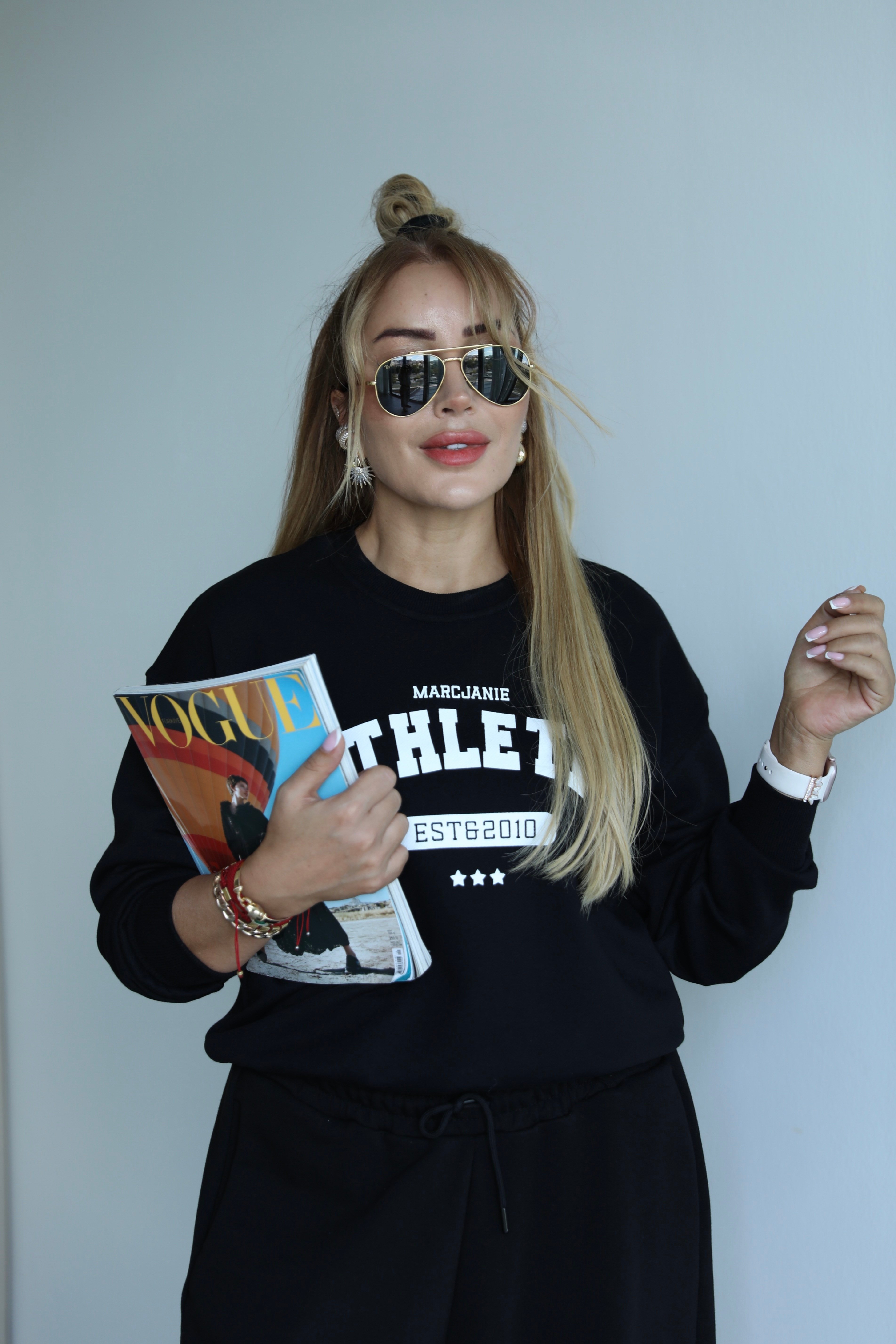 Siyah Athletic Baskılı Sweat