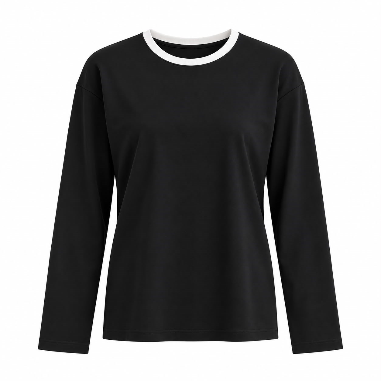 Siyah Beyaz Biyeli Basic T-shirt