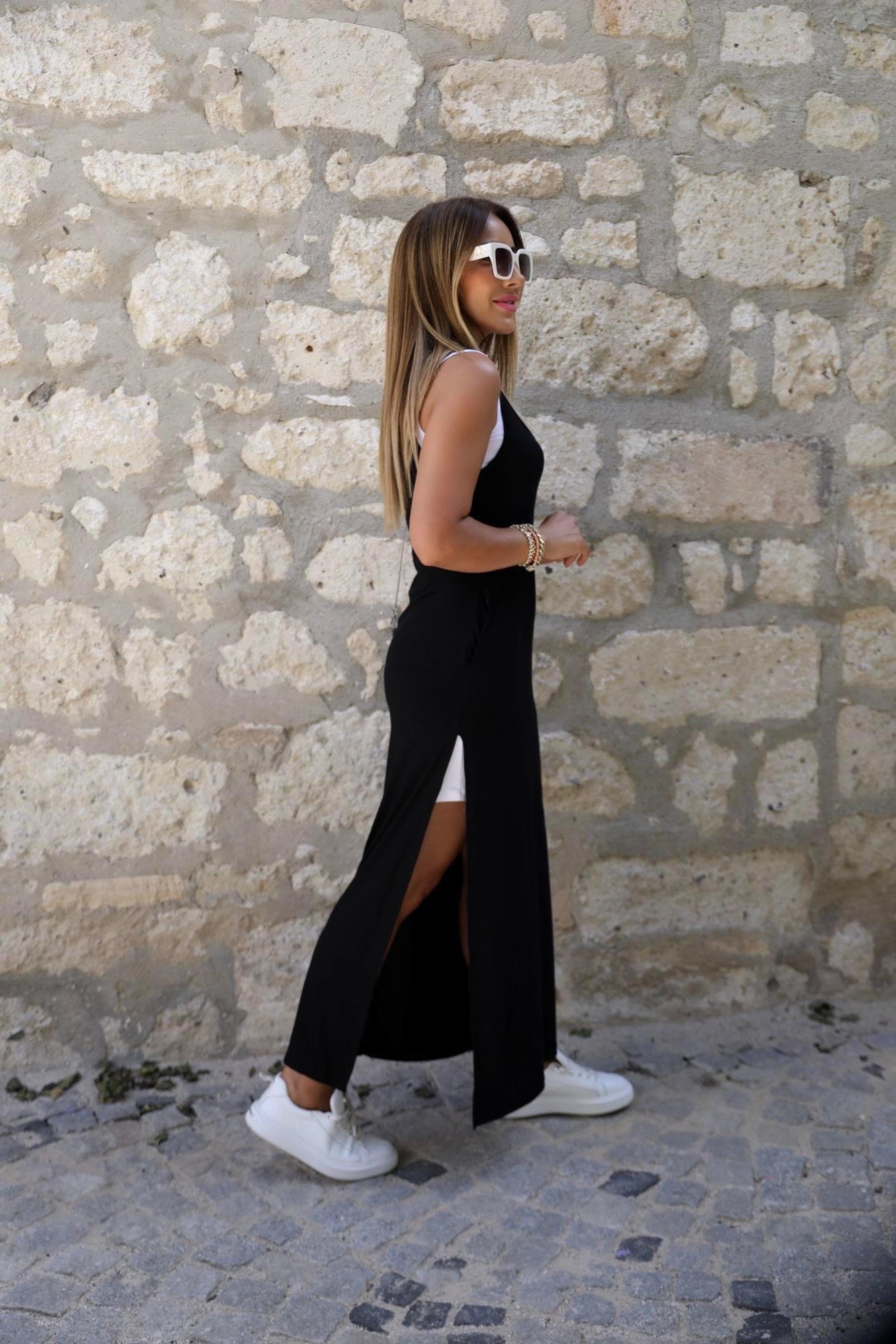 Siyah Kalın Askılı İkili Elbise