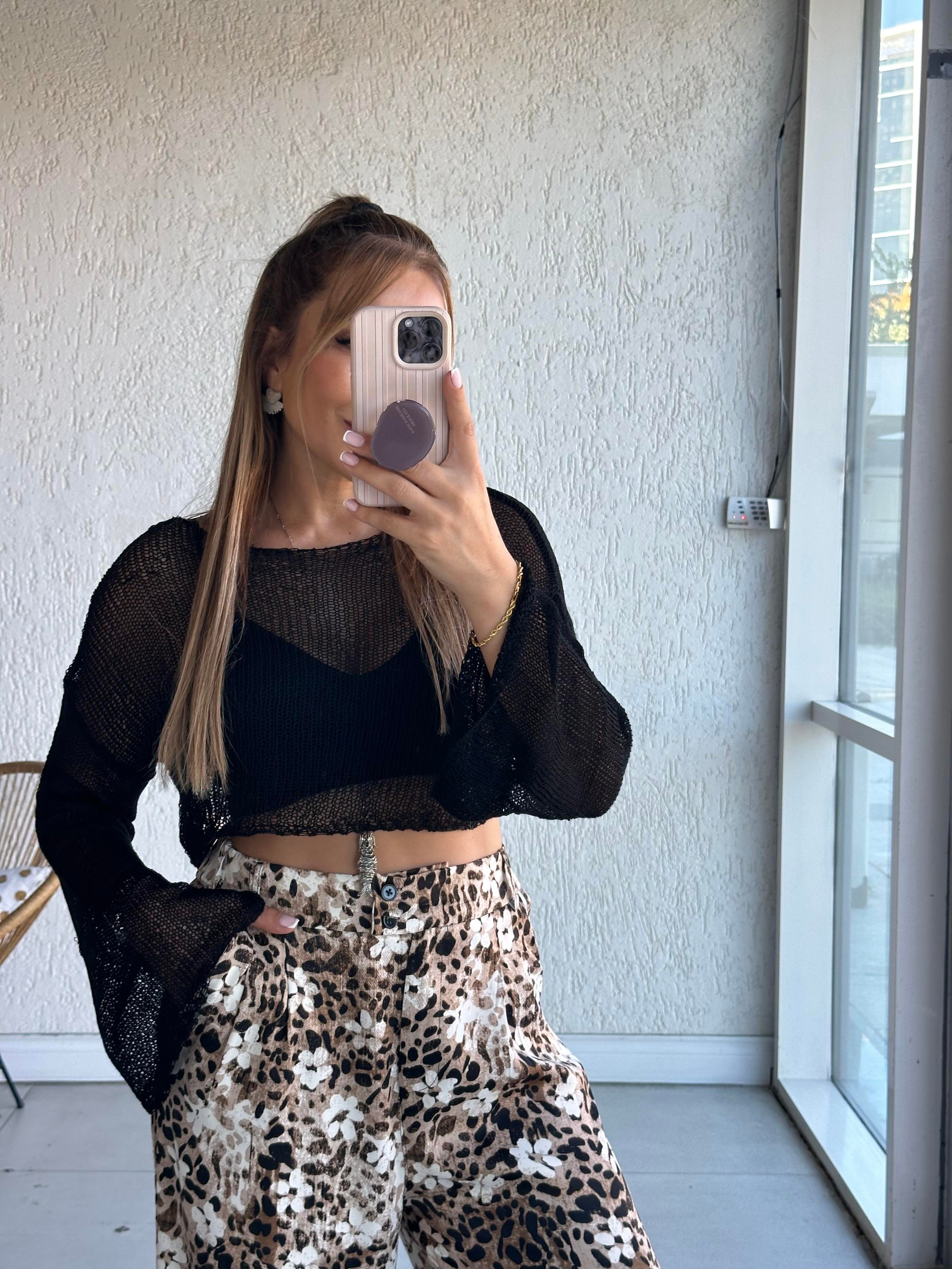 Siyah Merserize İspanyol Kol Triko