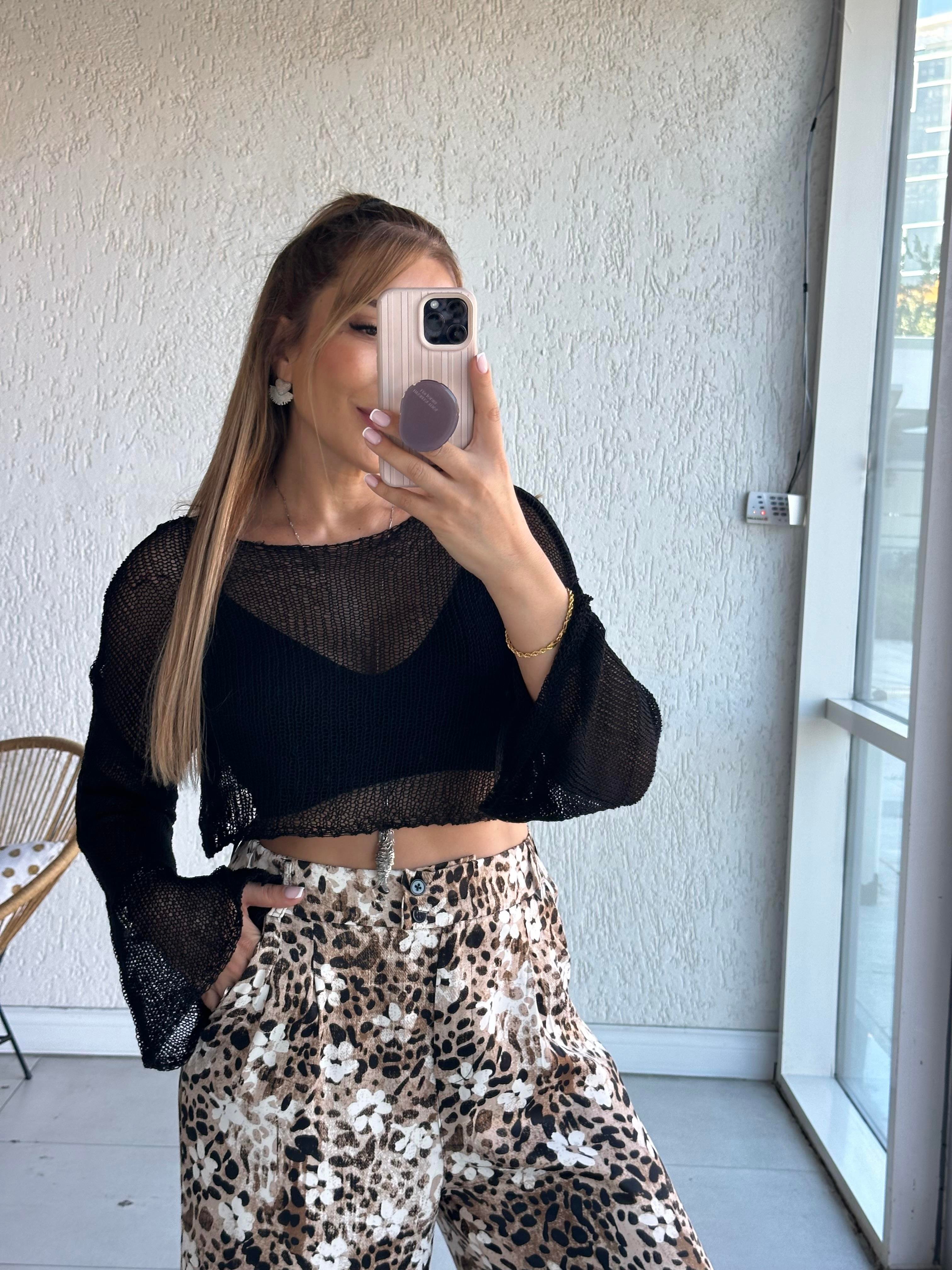 Siyah Merserize İspanyol Kol Triko