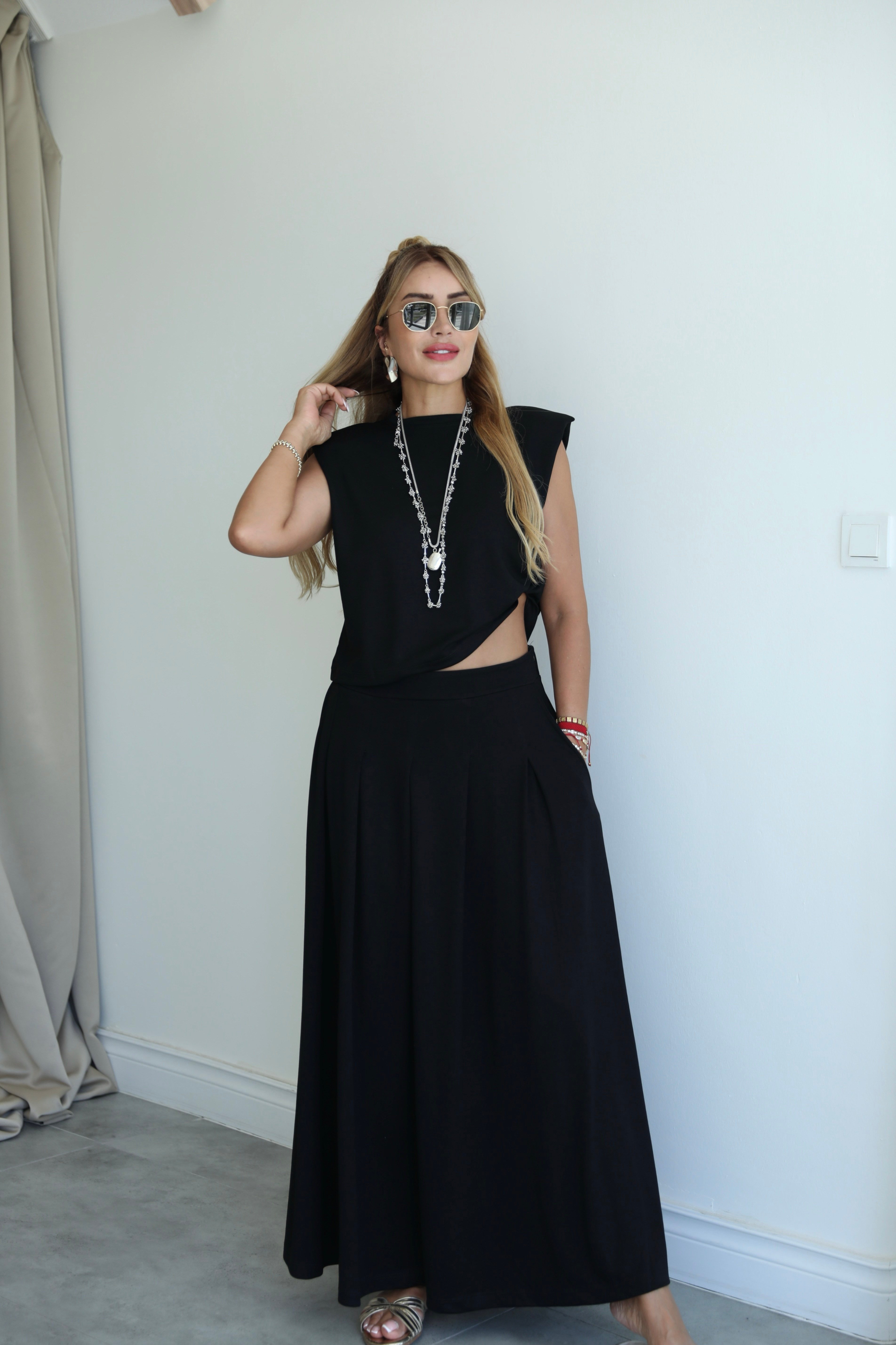 Siyah Modal Etek Bluz Takım 