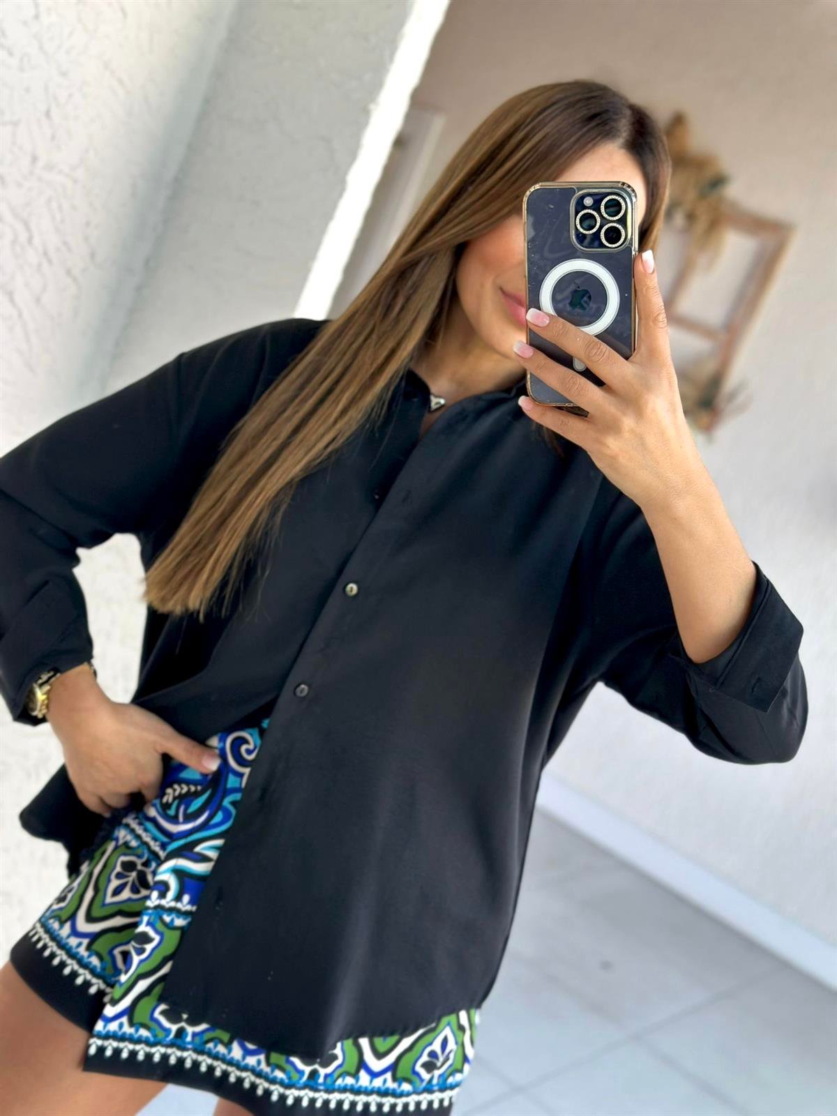 Siyah Oversize Gömlek