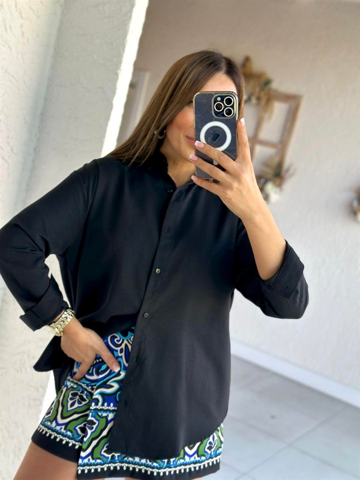 Siyah Oversize Gömlek