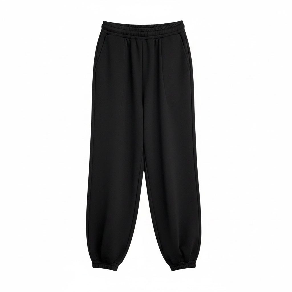 Siyah Oversize Paça Lastikli Eşofman