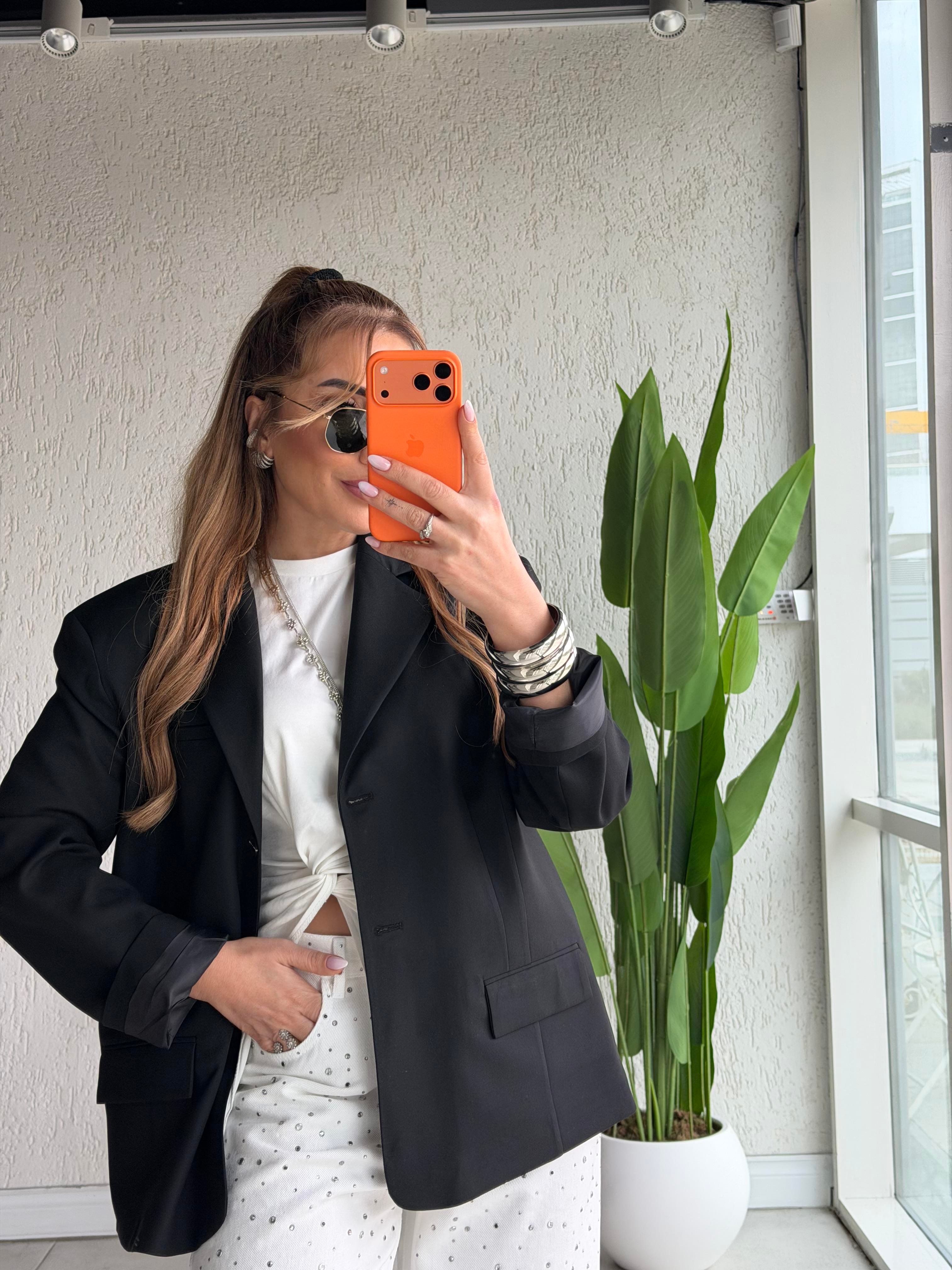 Siyah Premium Çift Düğmeli Blazer Ceket