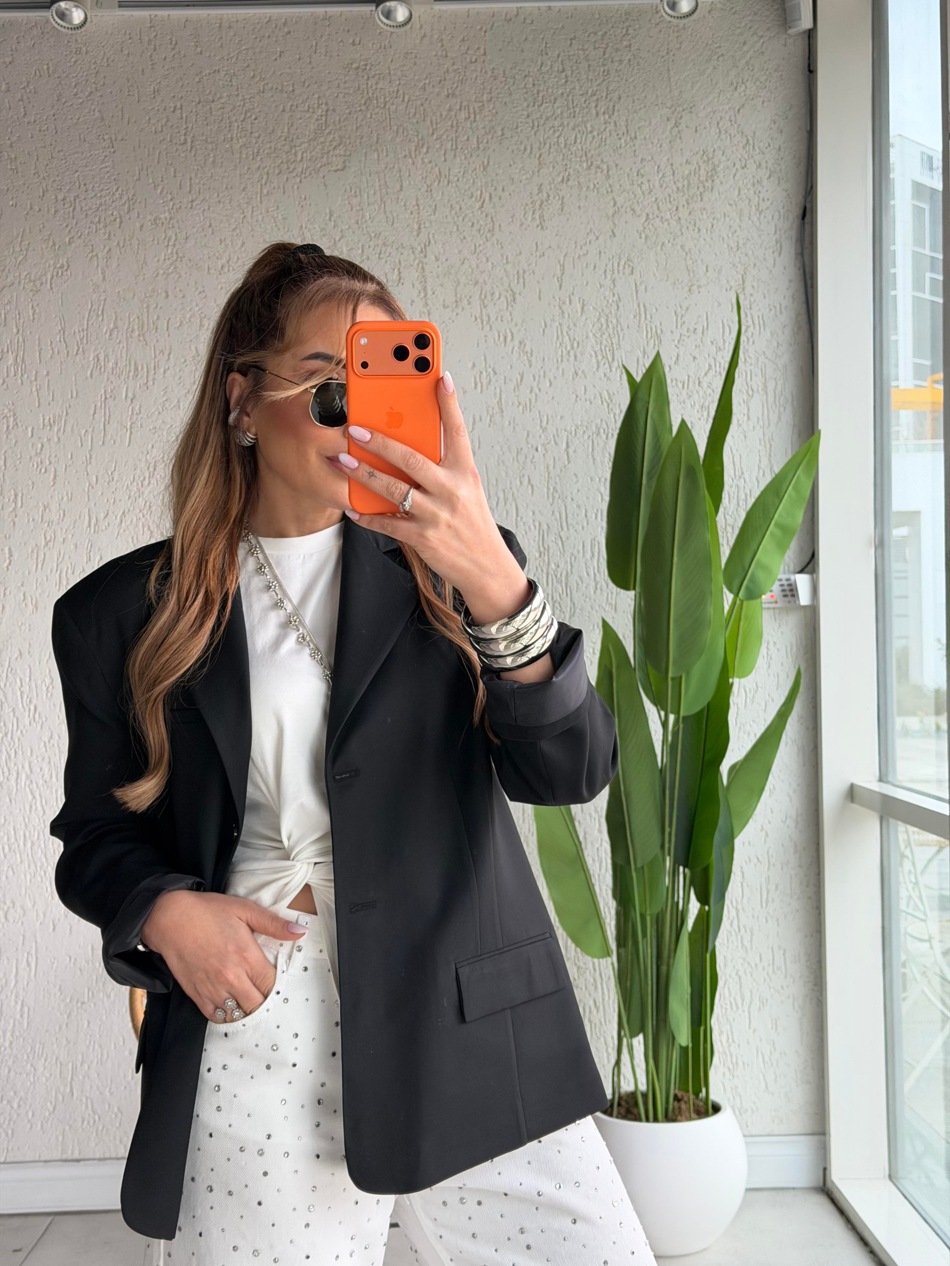 Siyah Premium Çift Düğmeli Blazer Ceket