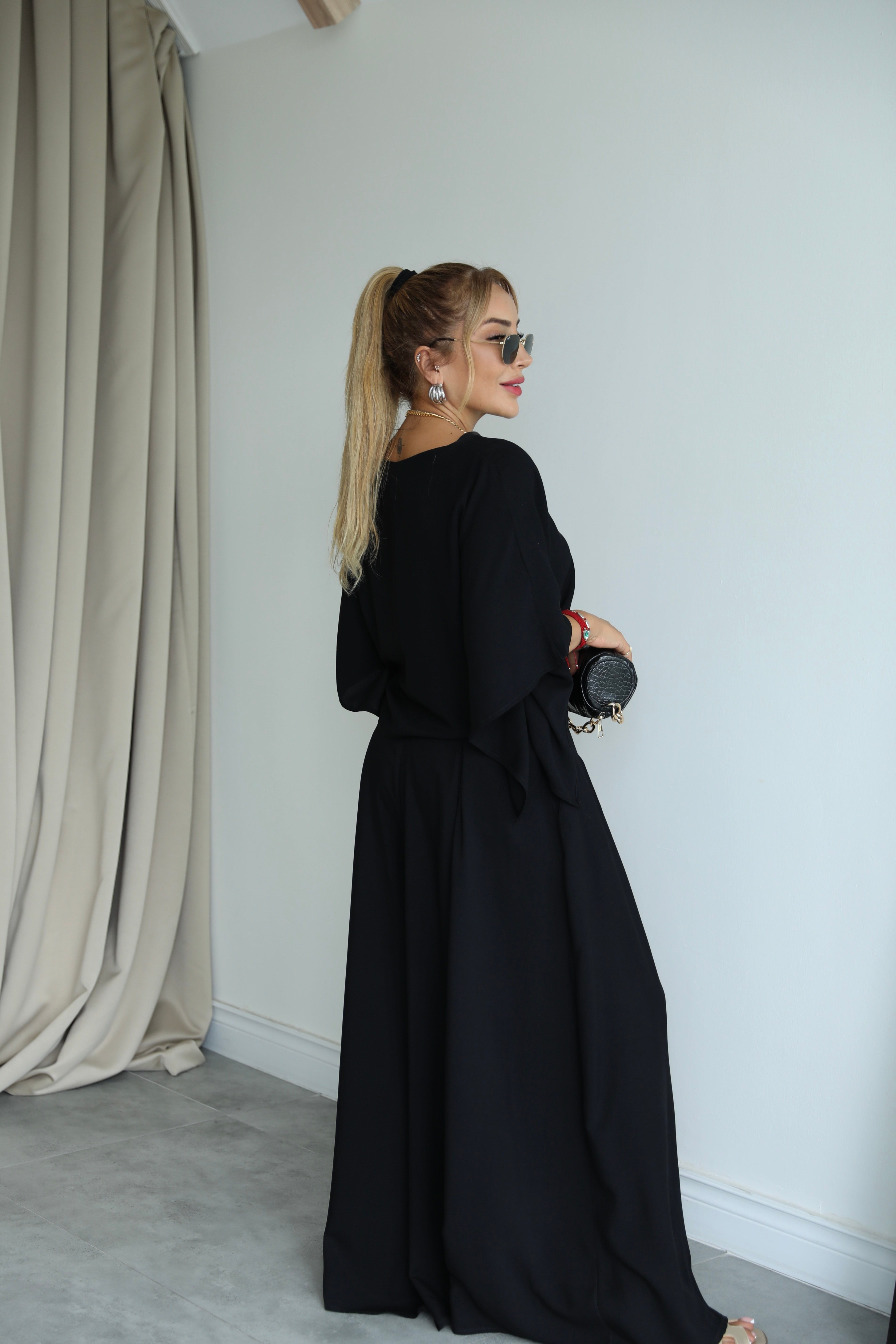 Siyah Salaş Bluz Pantolon Takım