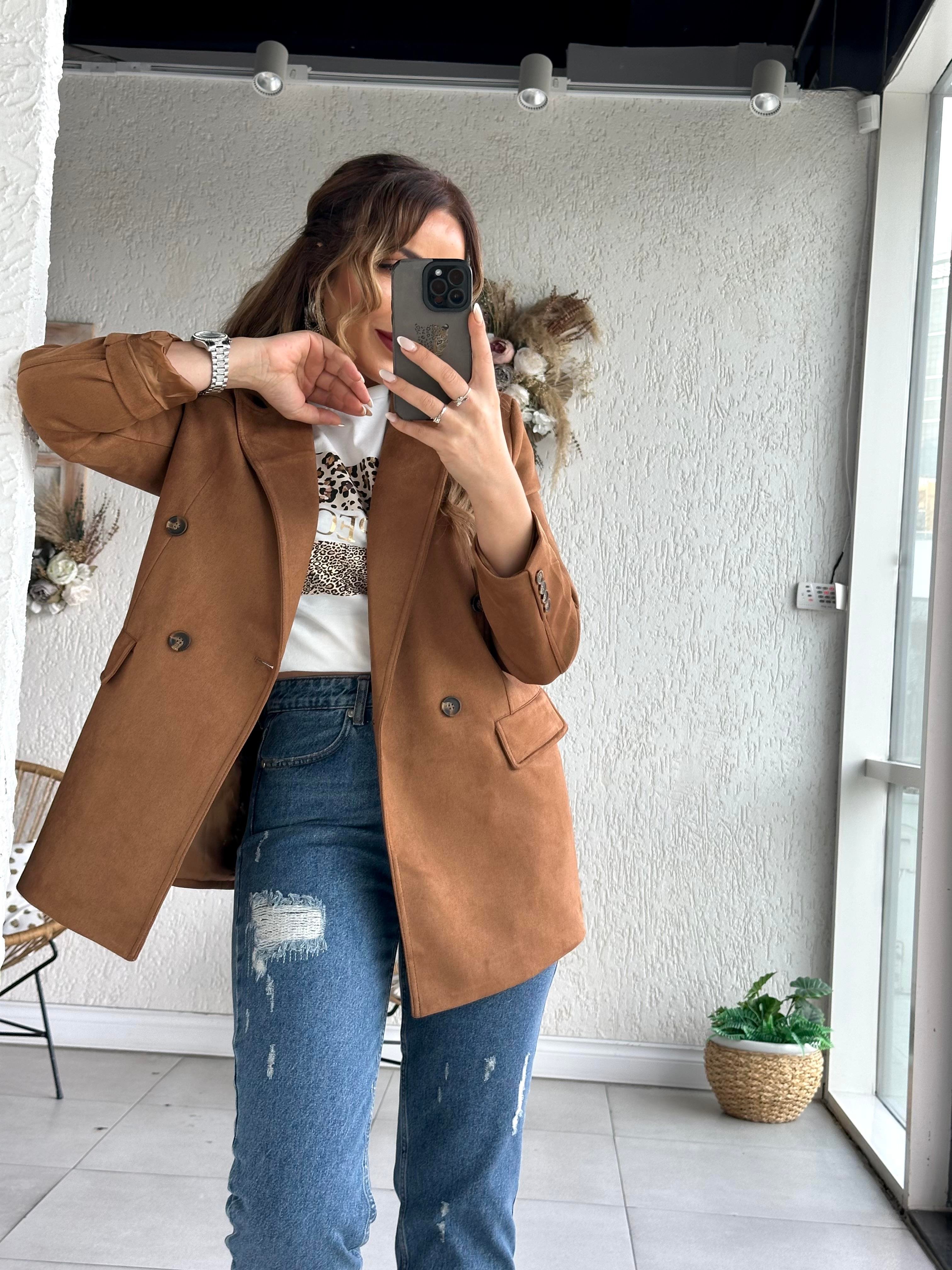 Taba Süet Blazer Ceket