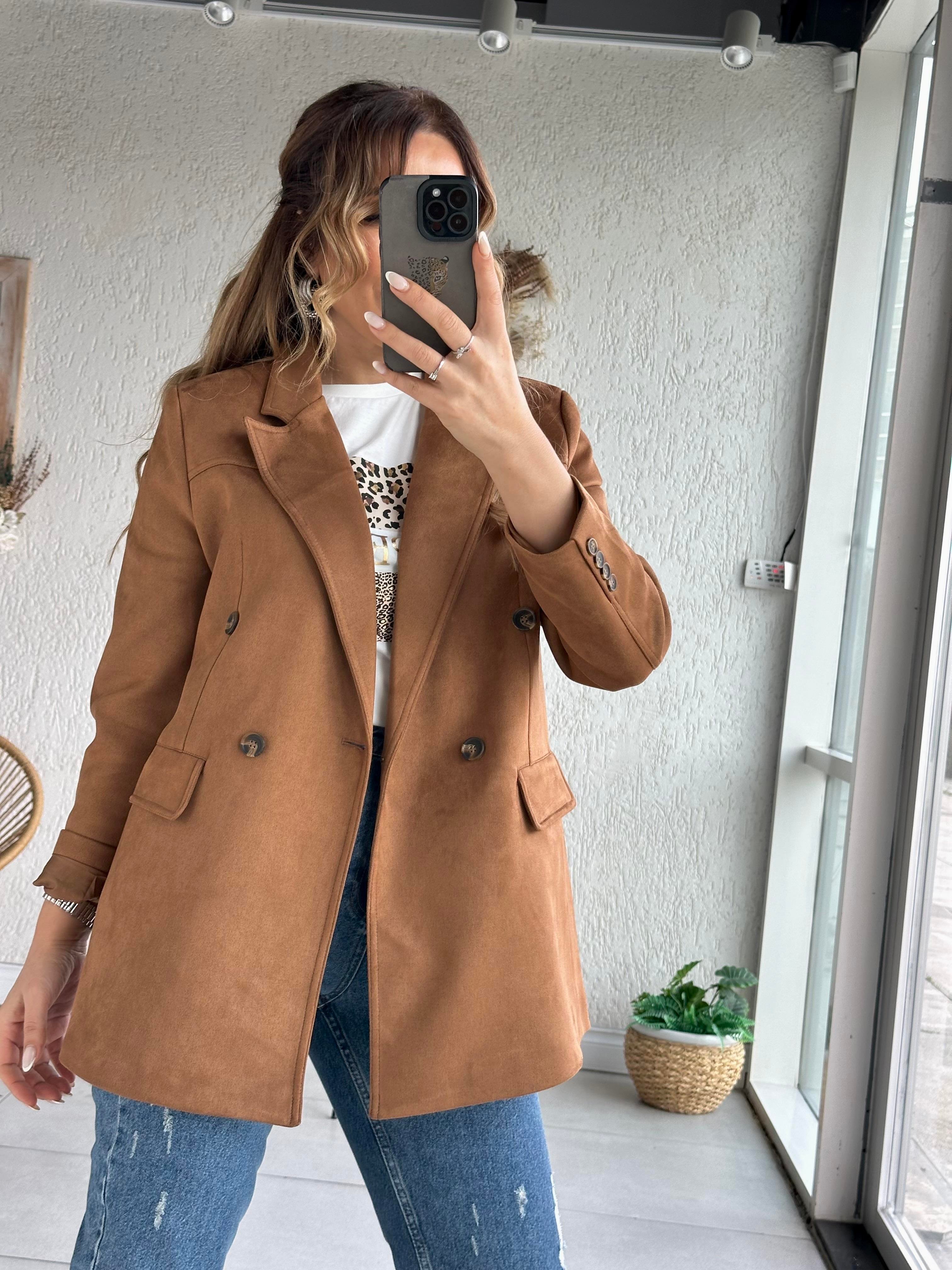 Taba Süet Blazer Ceket