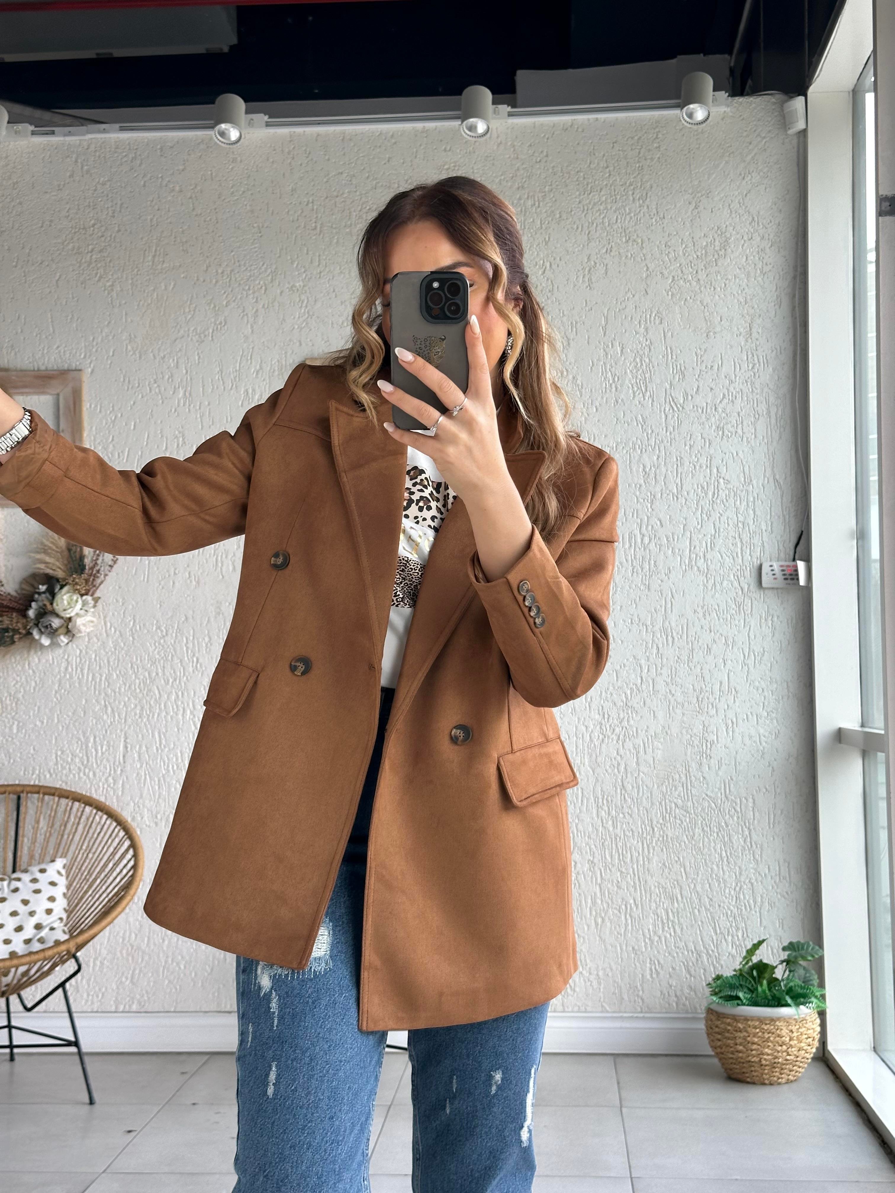 Taba Süet Blazer Ceket