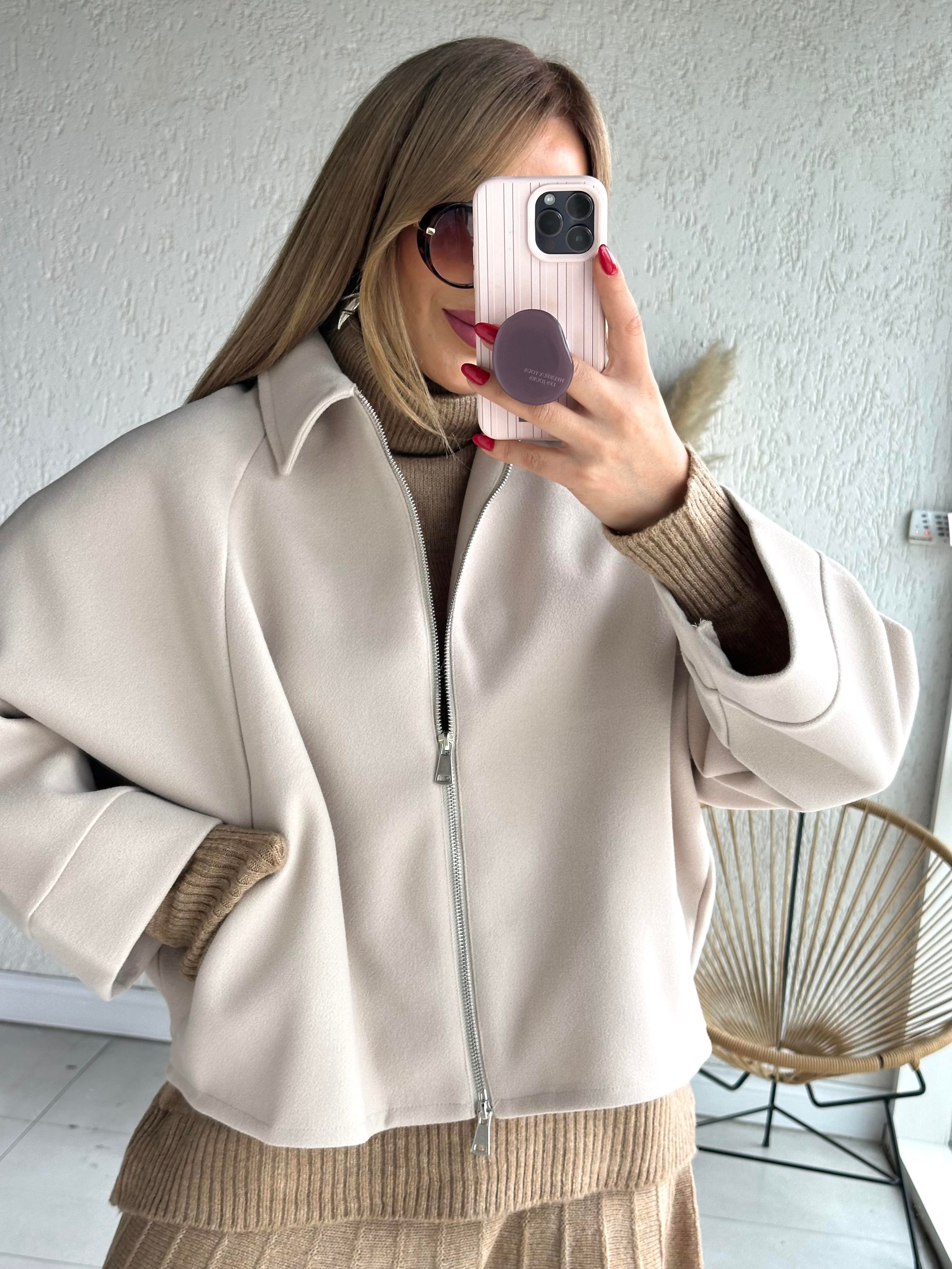 Taş Oversize Kaşe Ceket