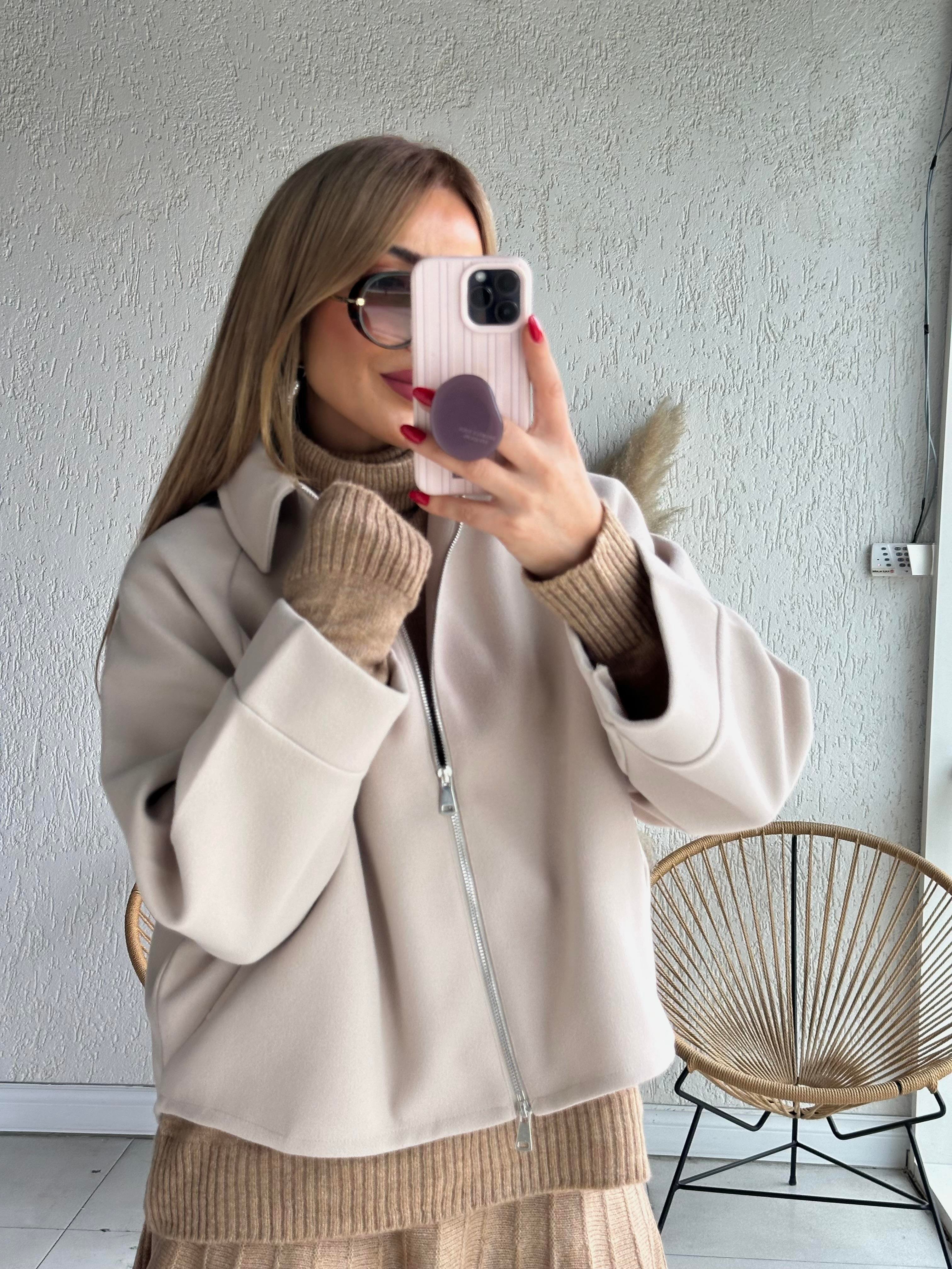 Taş Oversize Kaşe Ceket