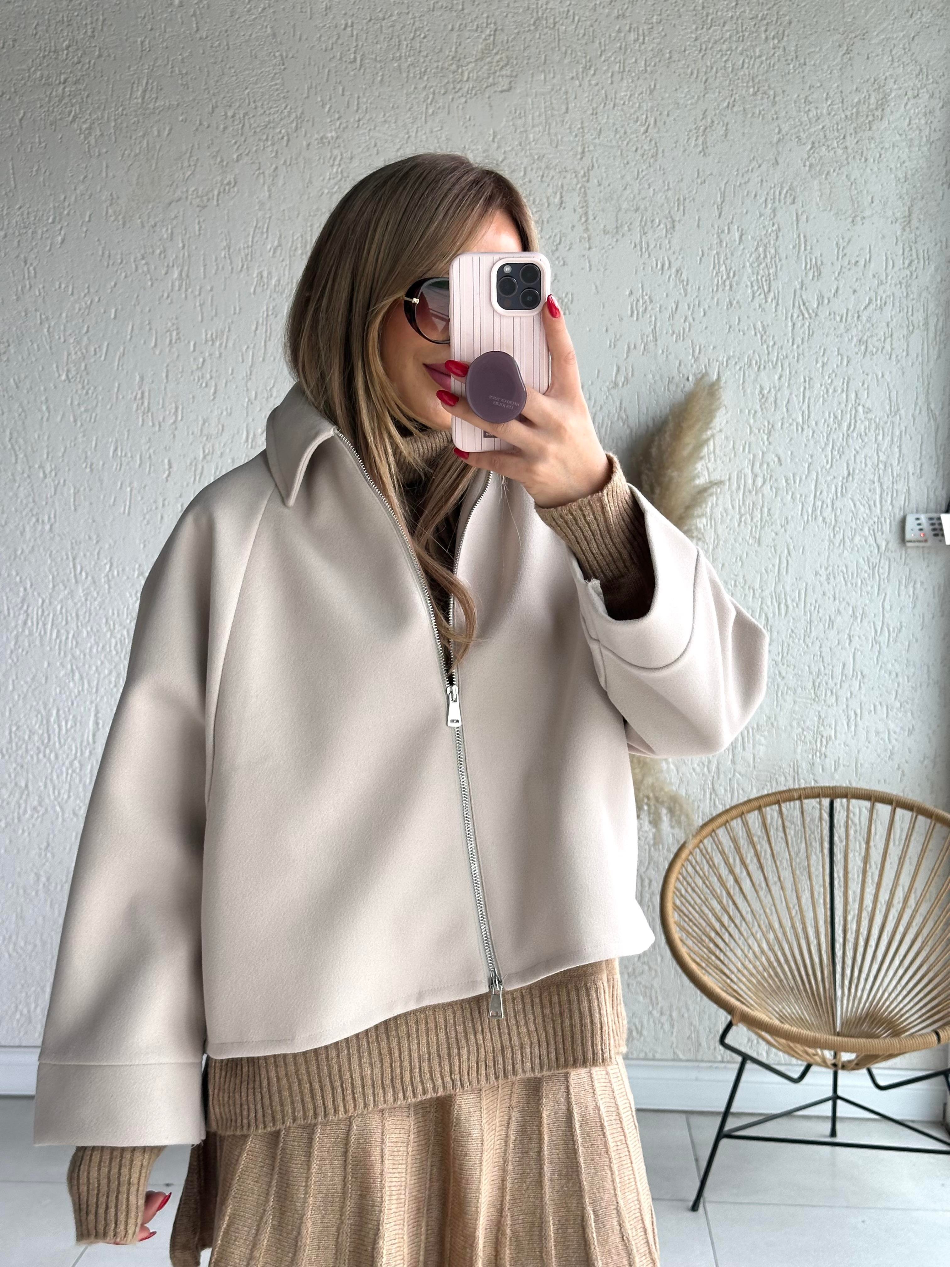 Taş Oversize Kaşe Ceket