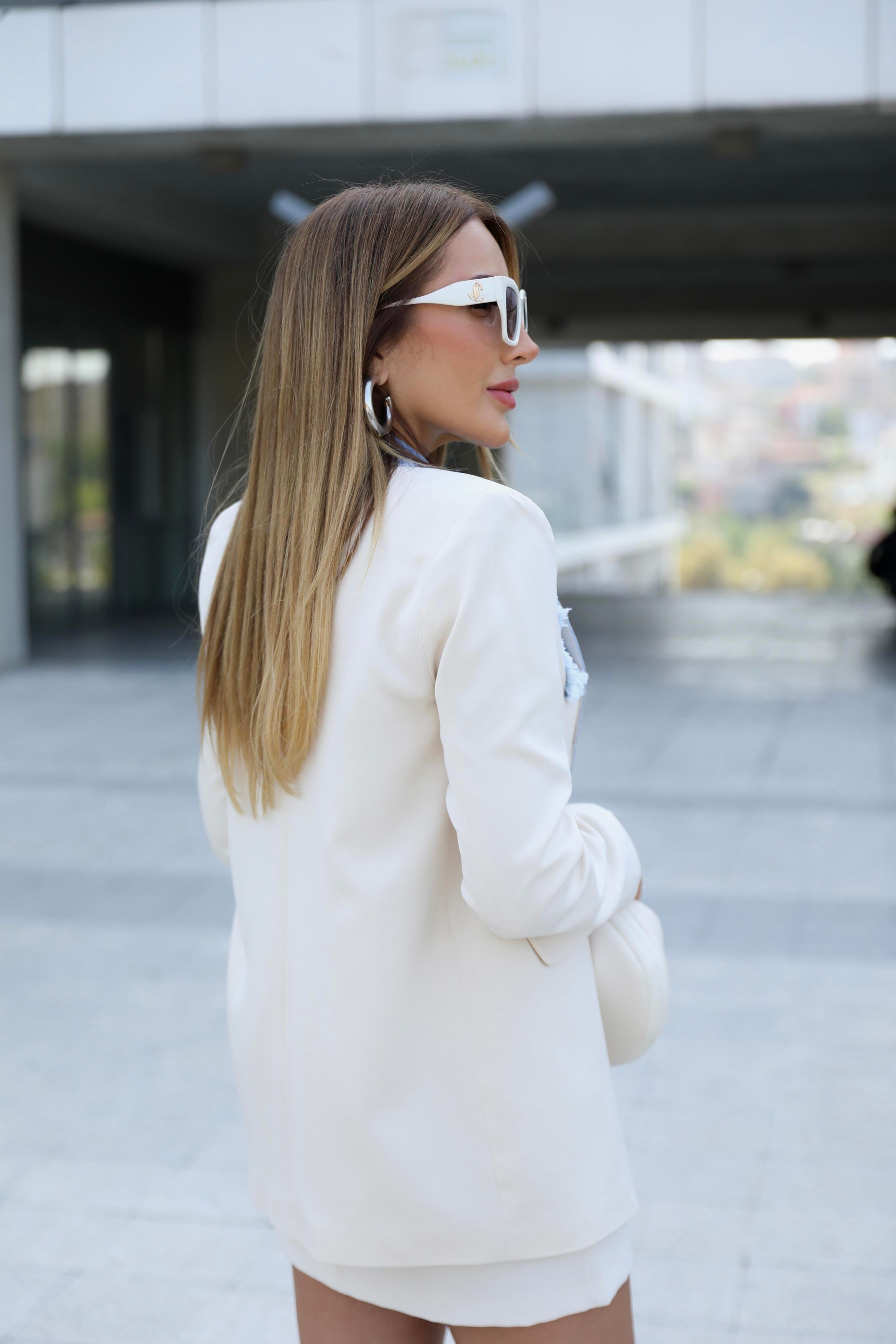 Taş Rengi Detaylı Blazer Ceket
