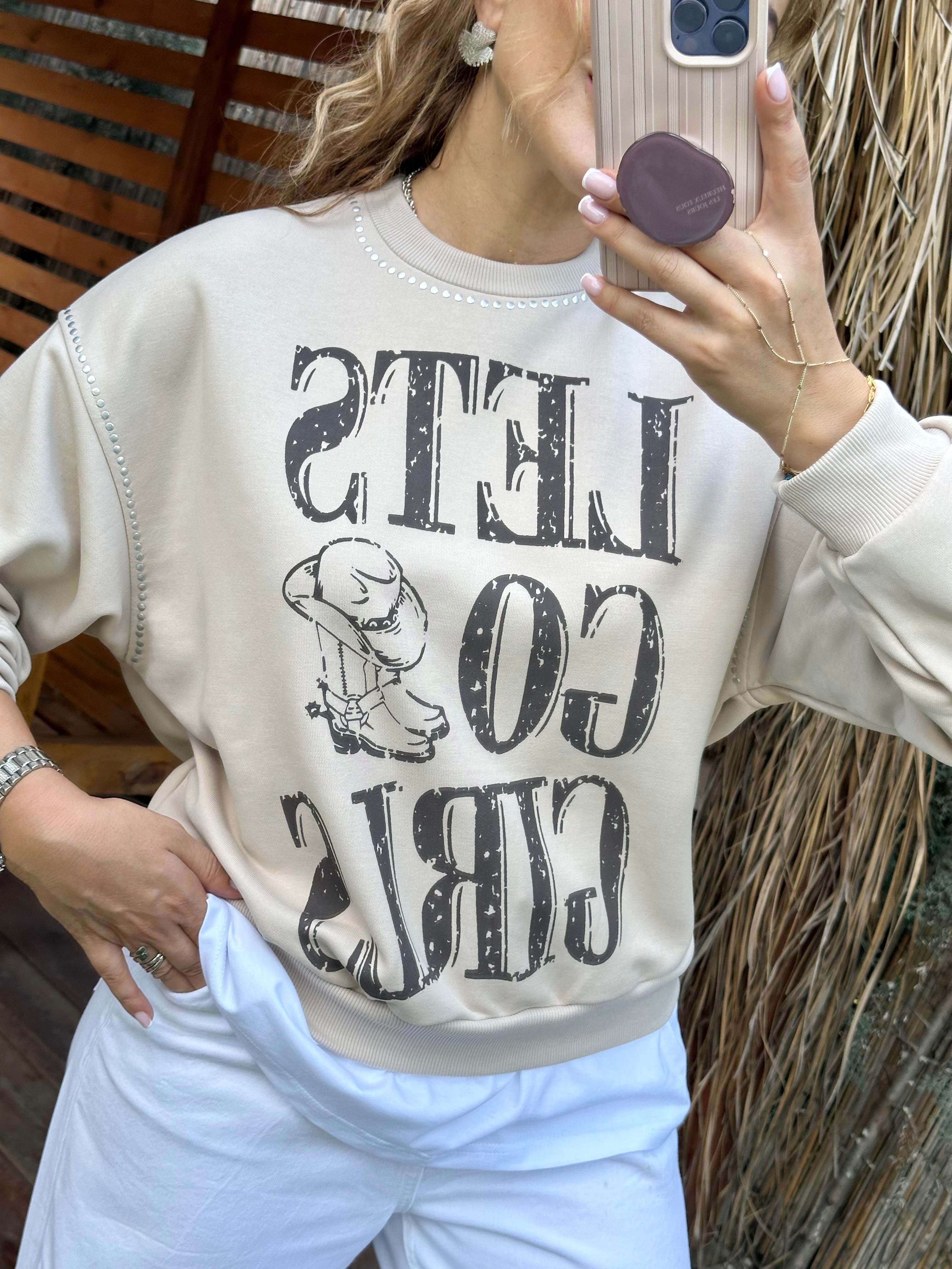 Taş Rengi Lets Basic Detay Sweat