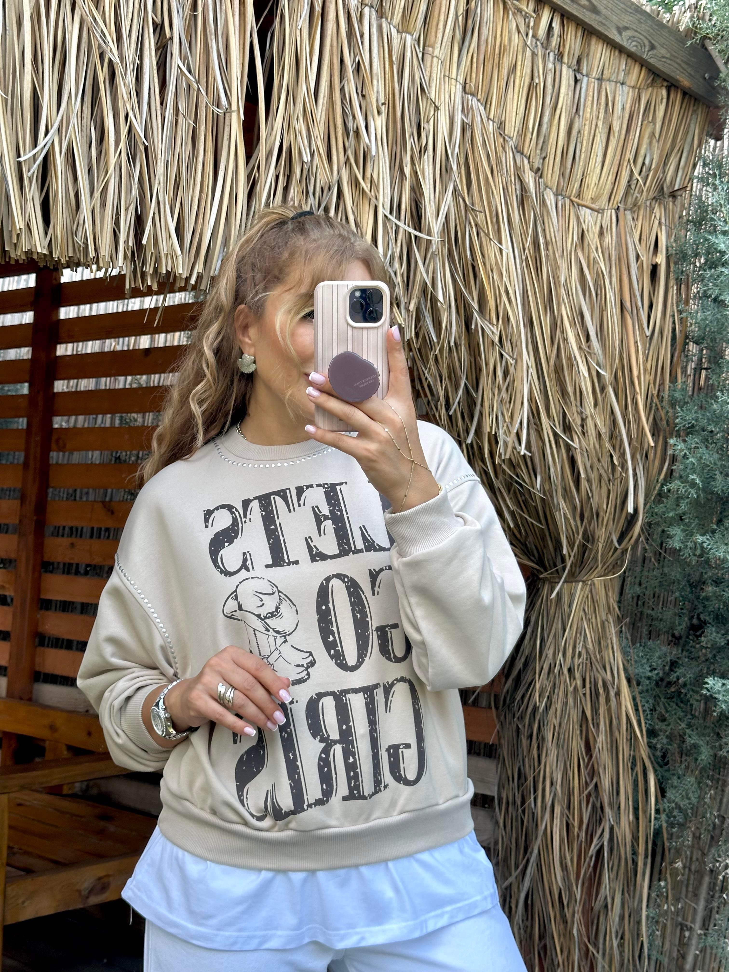 Taş Rengi Lets Basic Detay Sweat