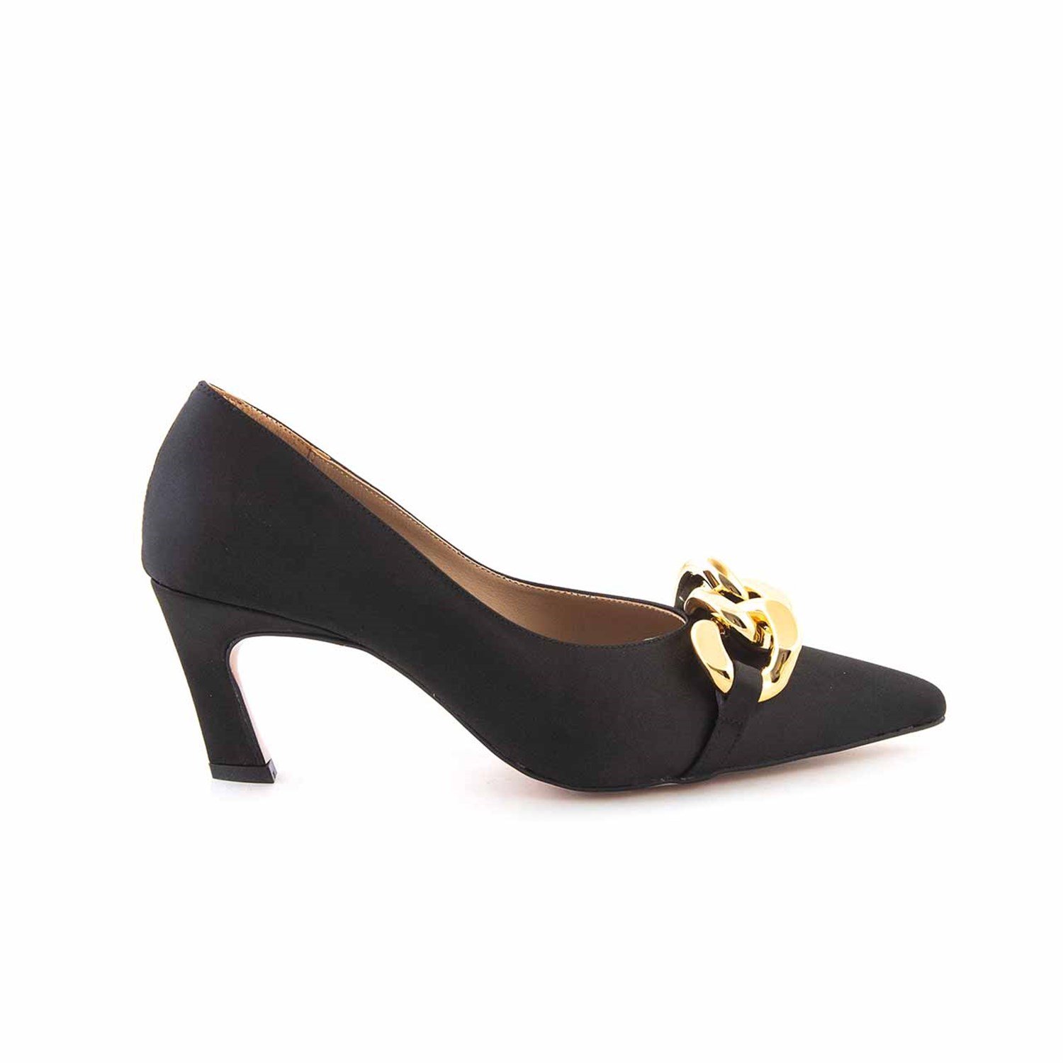 Kemal Tanca Siyah Saten Kadın Topuklu Ayakkabı 1722 Kemal Tanca