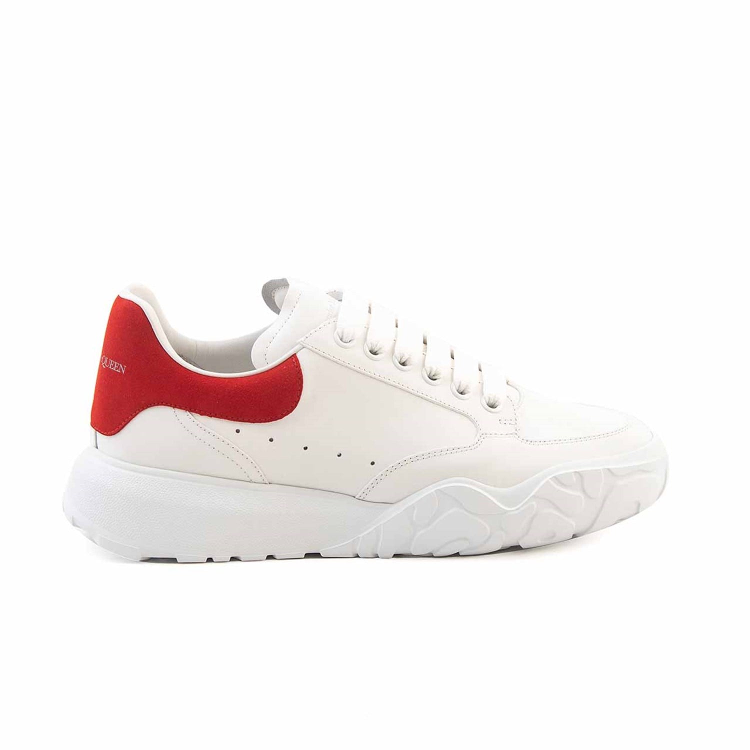 Alexander Mcqueen Erkek Hakiki Deri Beyaz-Kırmızı Spor & Sneaker