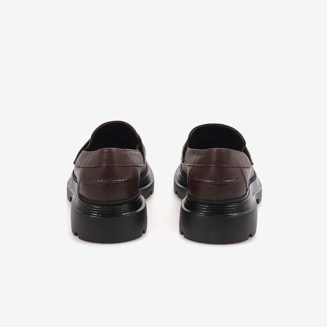 GünlükKemal TancaKemal Tanca Hakiki Deri Kahverengi Günlük Kadın Ayakkabı T804