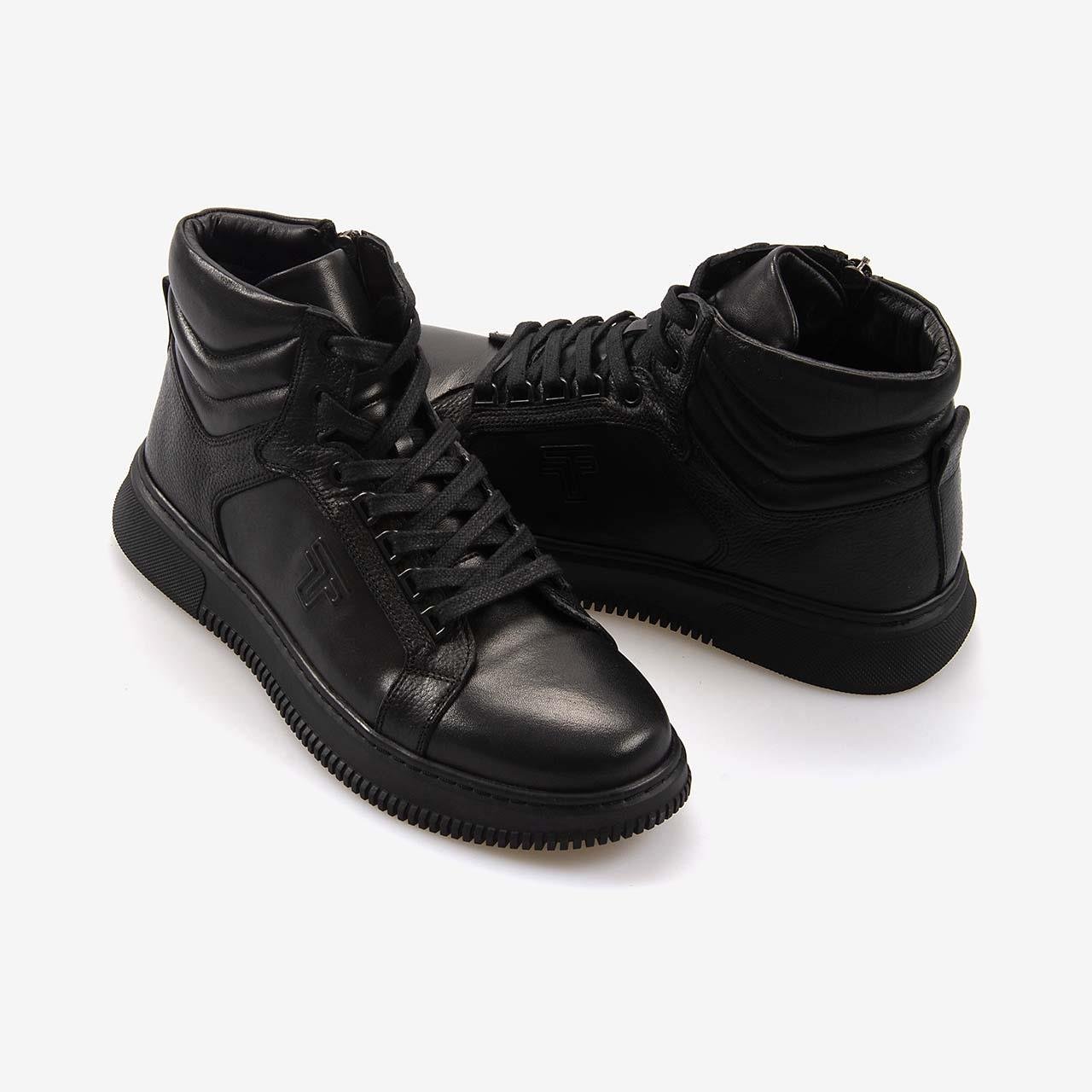 BotKemal TancaKemal Tanca Hakiki Deri Kauçuk Taban Siyah Erkek Günlük Bot 1860