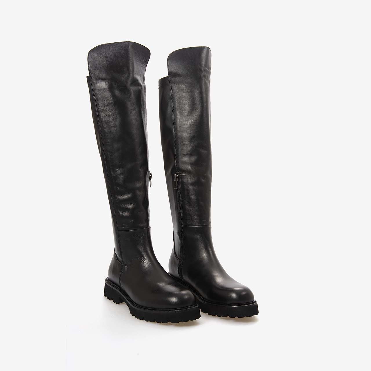 Günlük ÇizmeKemal TancaKemal Tanca Hakiki Deri Siyah Kadın Çizme 7011