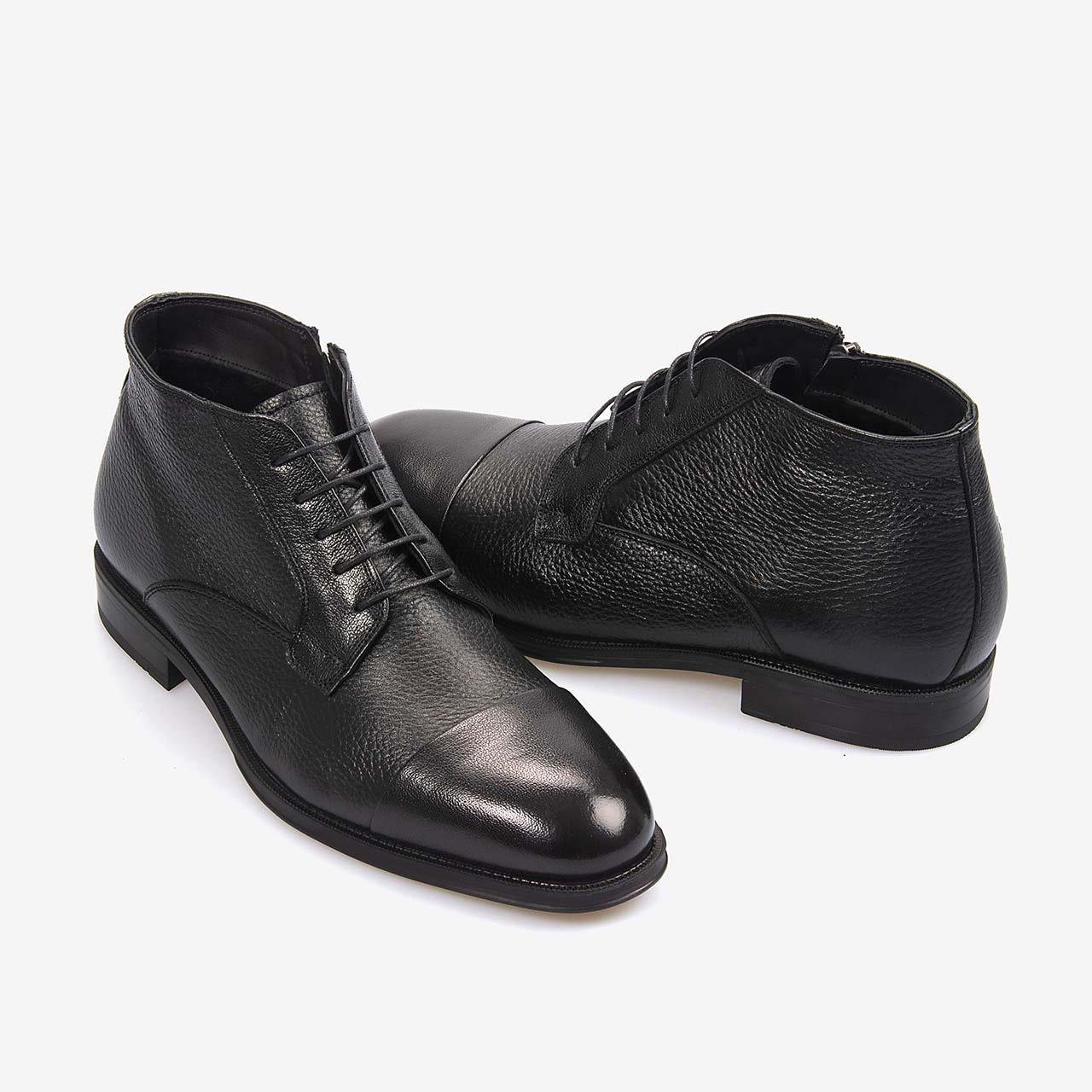 BotMocassini GoldMocassini Gold Hakiki Buffalo Deri Siyah Erkek Bot A7835