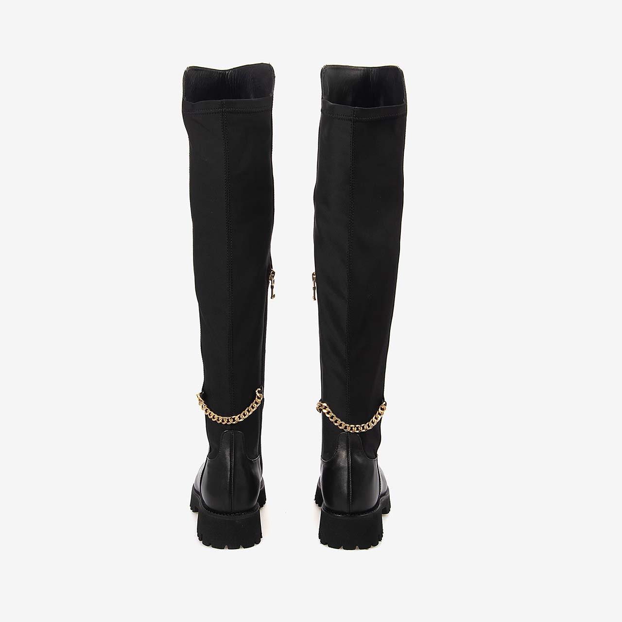 Günlük ÇizmeMocassiniMocassini Hakiki Deri & Streç Siyah Kadın Çizme 5780-57S