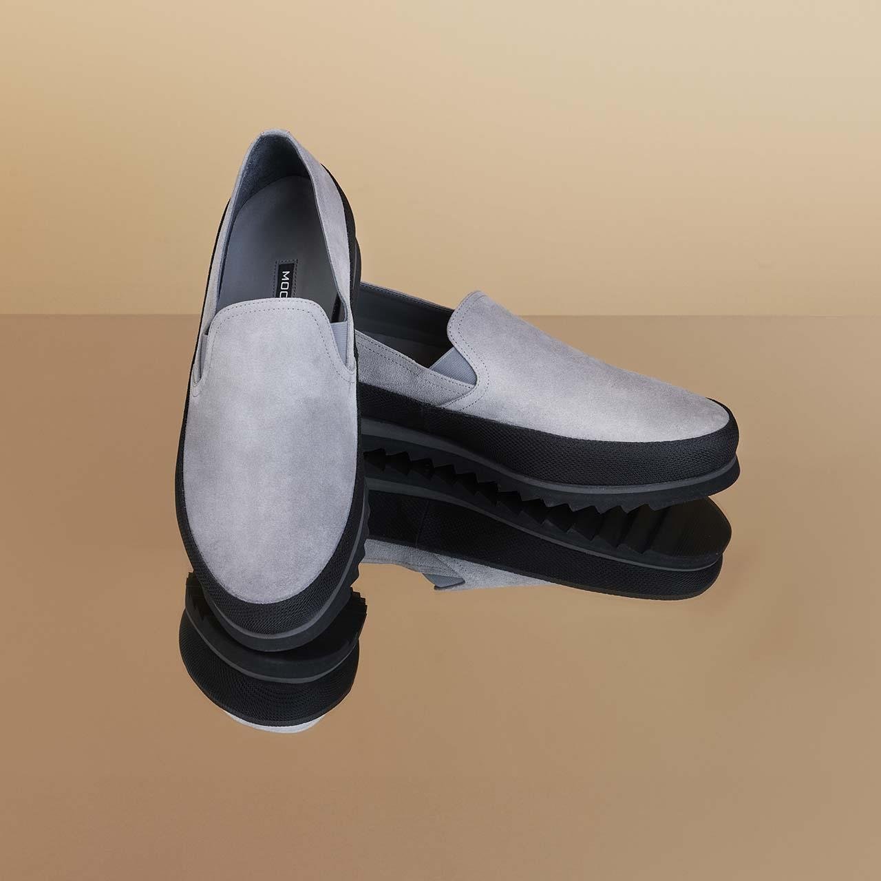 MocassiniMocassini Siyah Gri Deri  Erkek Günlük Ayakkabı D3480