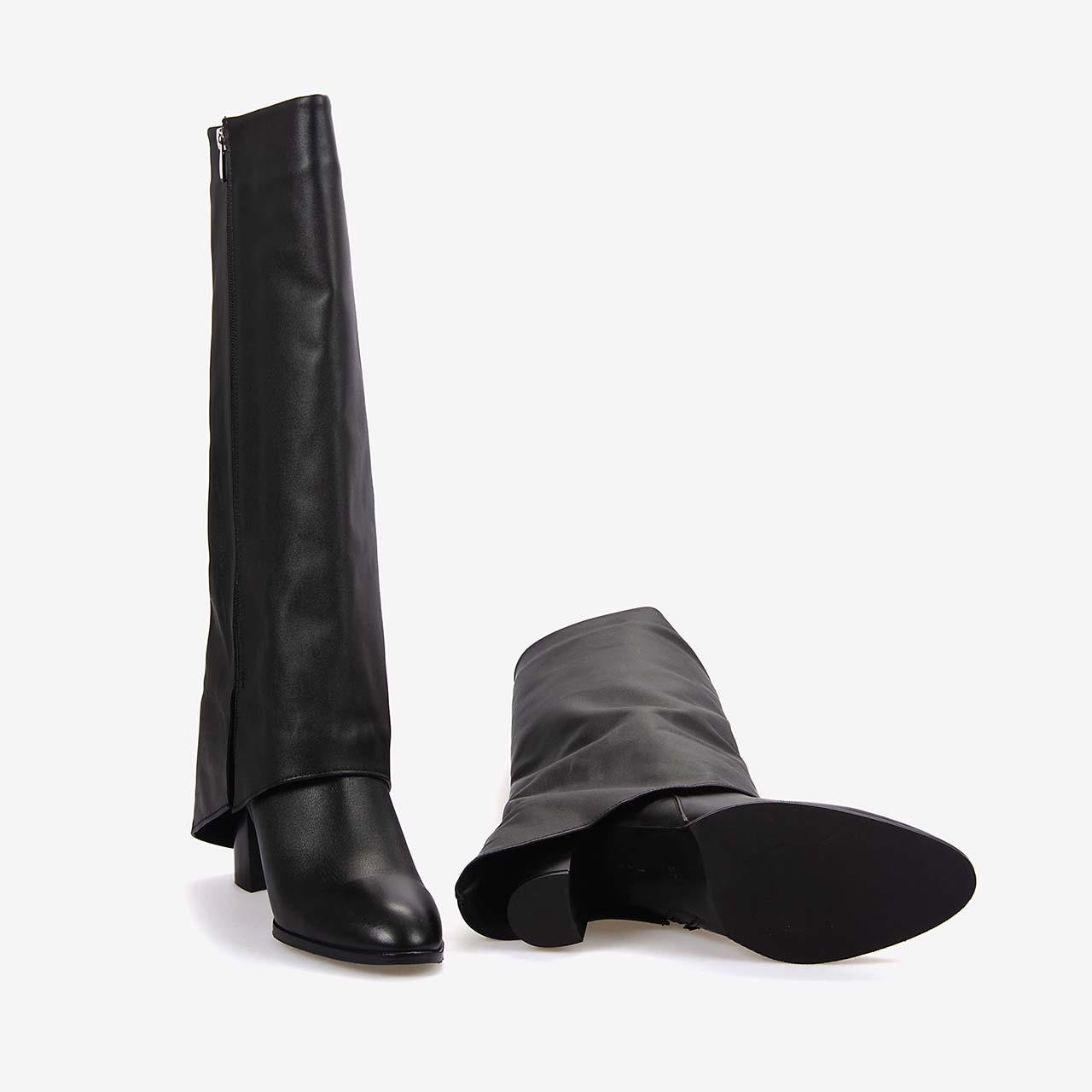 Günlük ÇizmeRougeRouge Hakiki Deri Kadın Topuklu Siyah Çizme 825