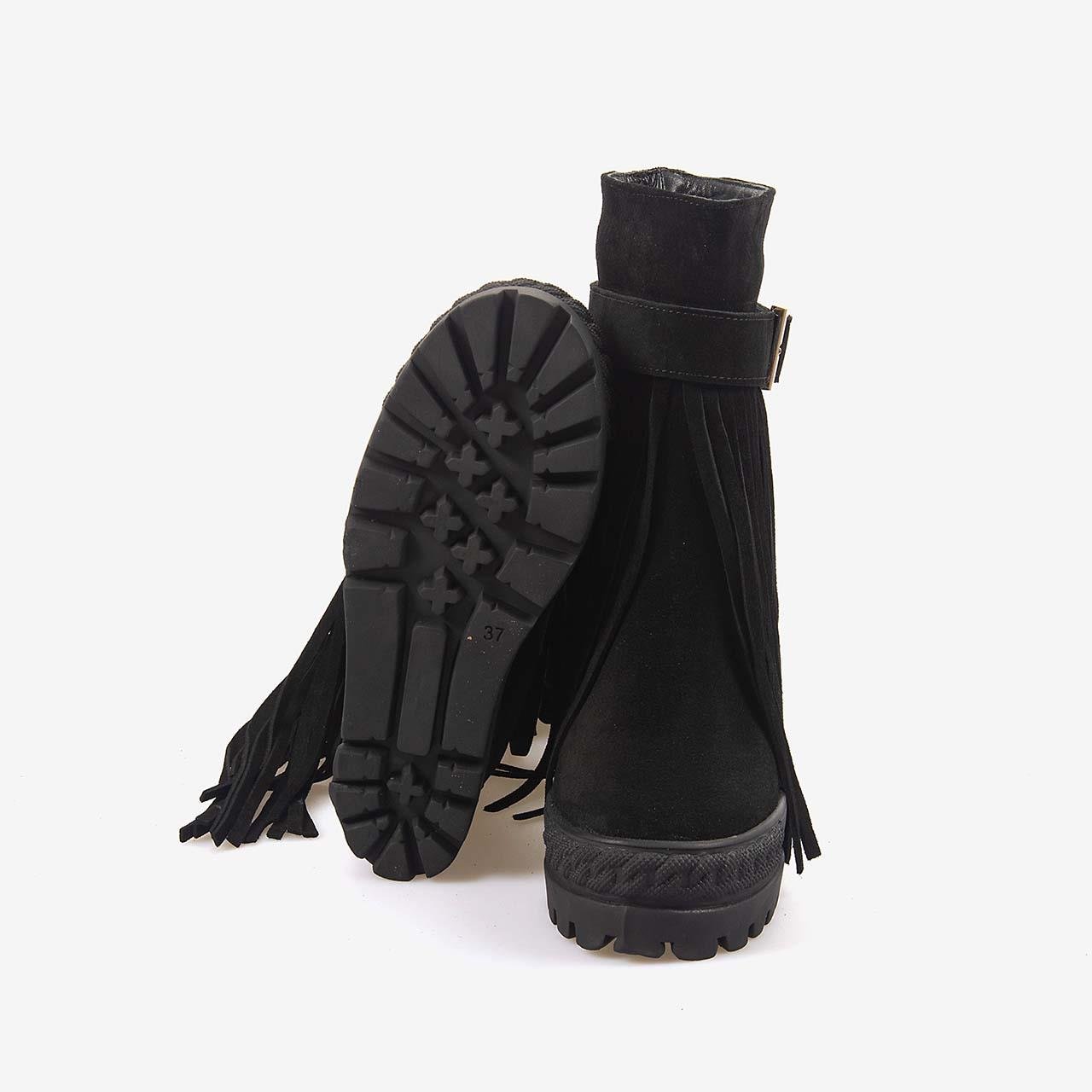 Günlük BotRougeRouge Hakiki Süet Deri  Kalın Taban Gizli Topuk Kadın Bot 44215