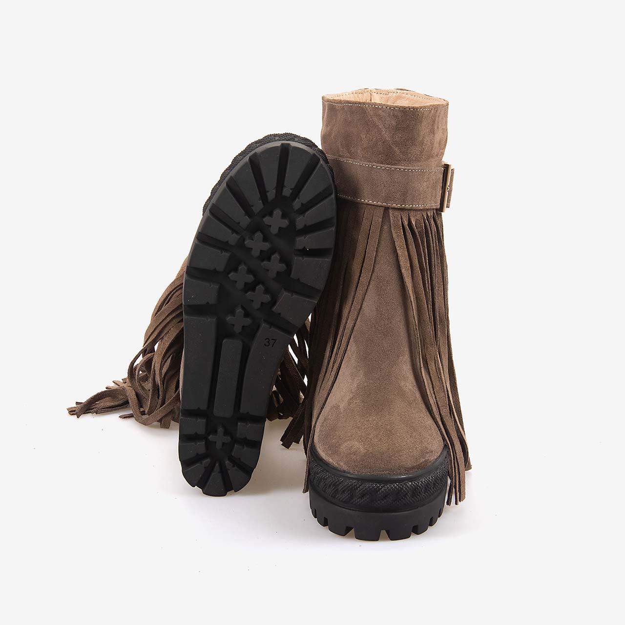 Günlük BotRougeRouge Hakiki Süet Deri  Kalın Taban Gizli Topuk Kadın Bot 44215