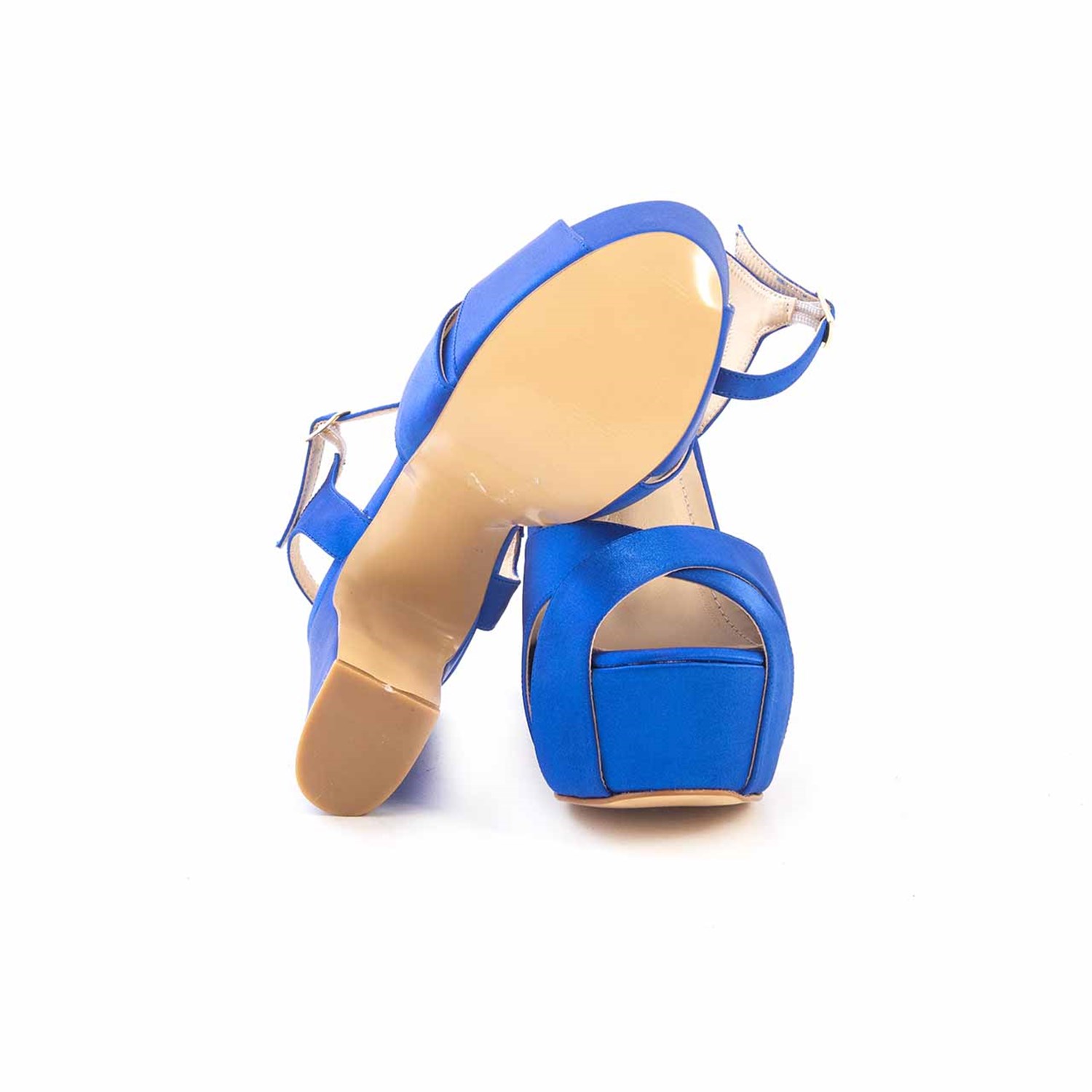 Rouge Mavi Saten Kadın Gece & Abiye Ayakkabı 576 Kemal Tanca