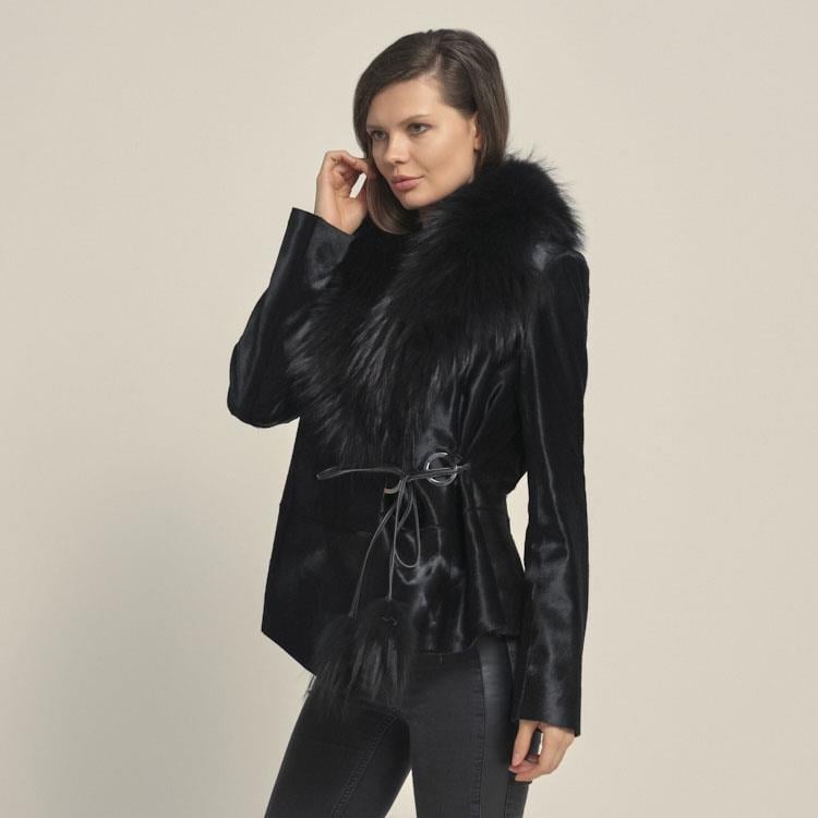 KürkRougeRouge  Kürklü Kadın Deri Mont P253K
