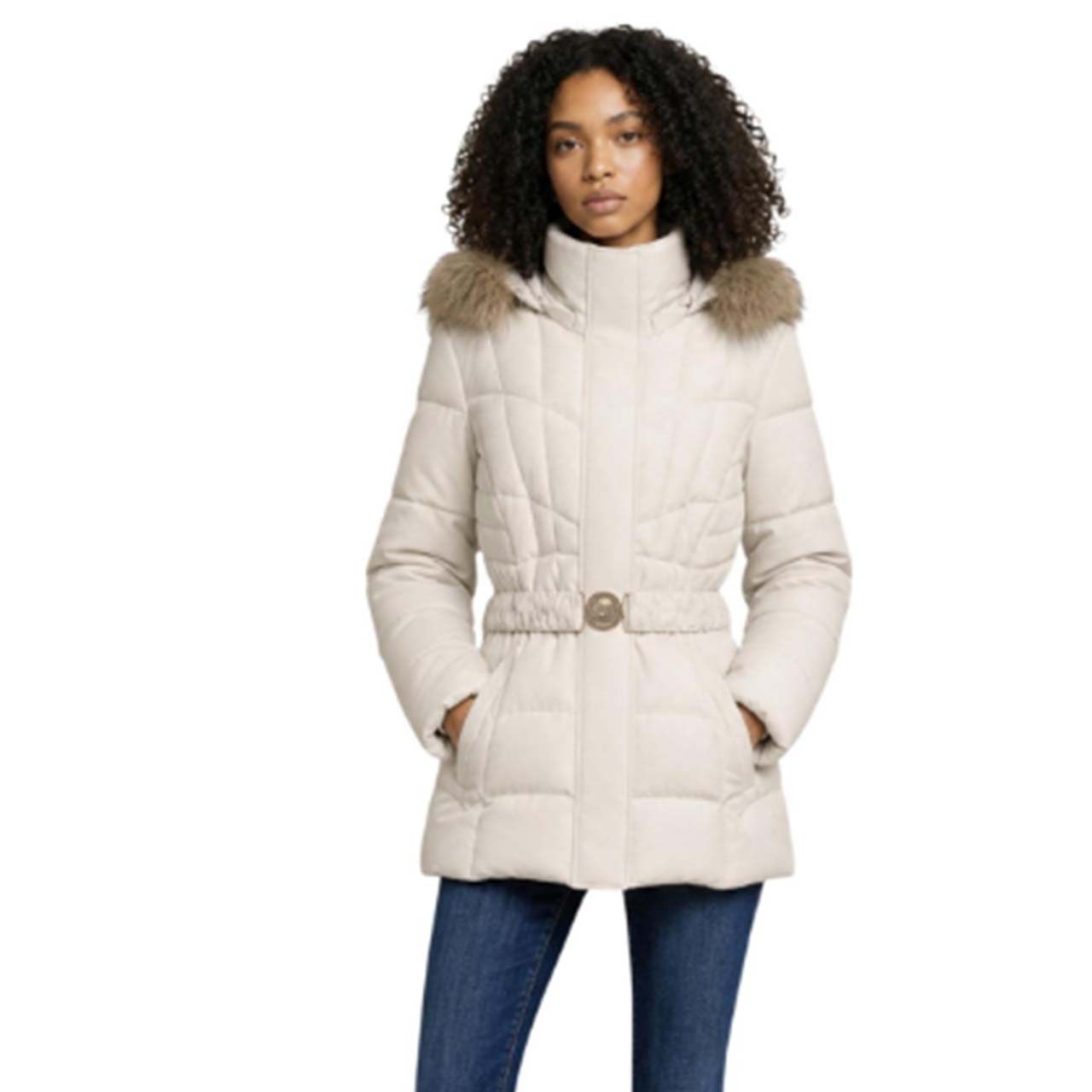 Guess Kemer Detaylı Fermuarlı Kısa Kadın Mont W6BL38W4087
