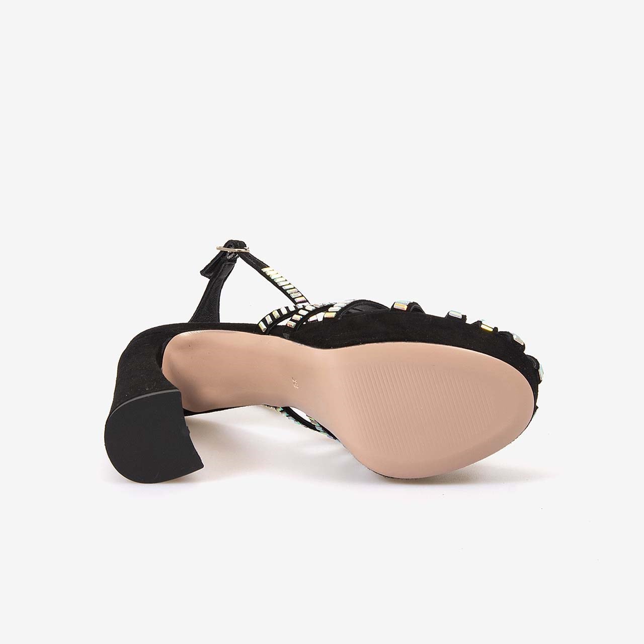 Hawen Angels Kadın Kösele Taban Süet 12,5cm Taşlı Platform Topuklu Ayakkabı 380-68