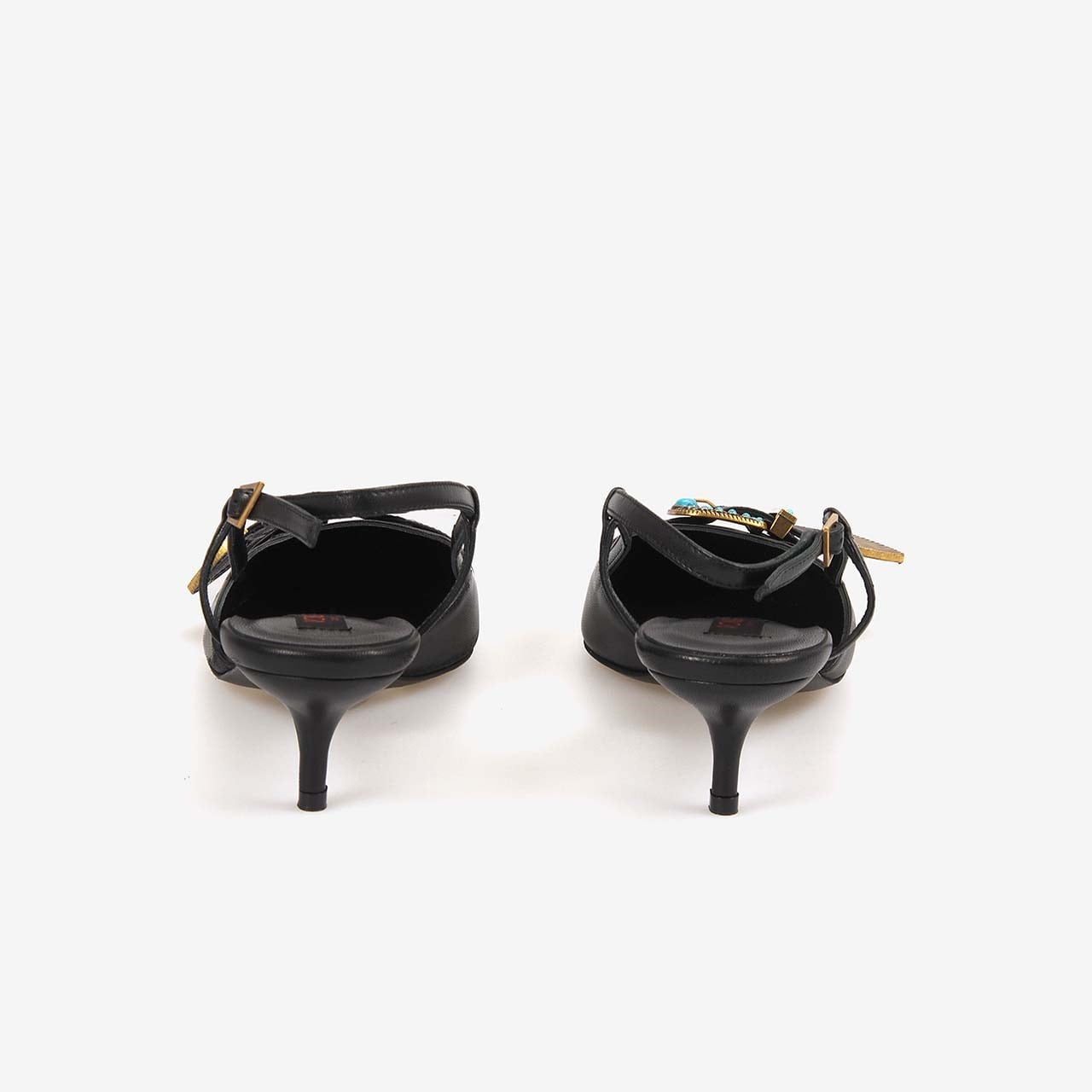 Rouge Kadın Taşlı Toka Detaylı Slingback Sivri Burun 6cm Topuklu Ayakkabı 7124