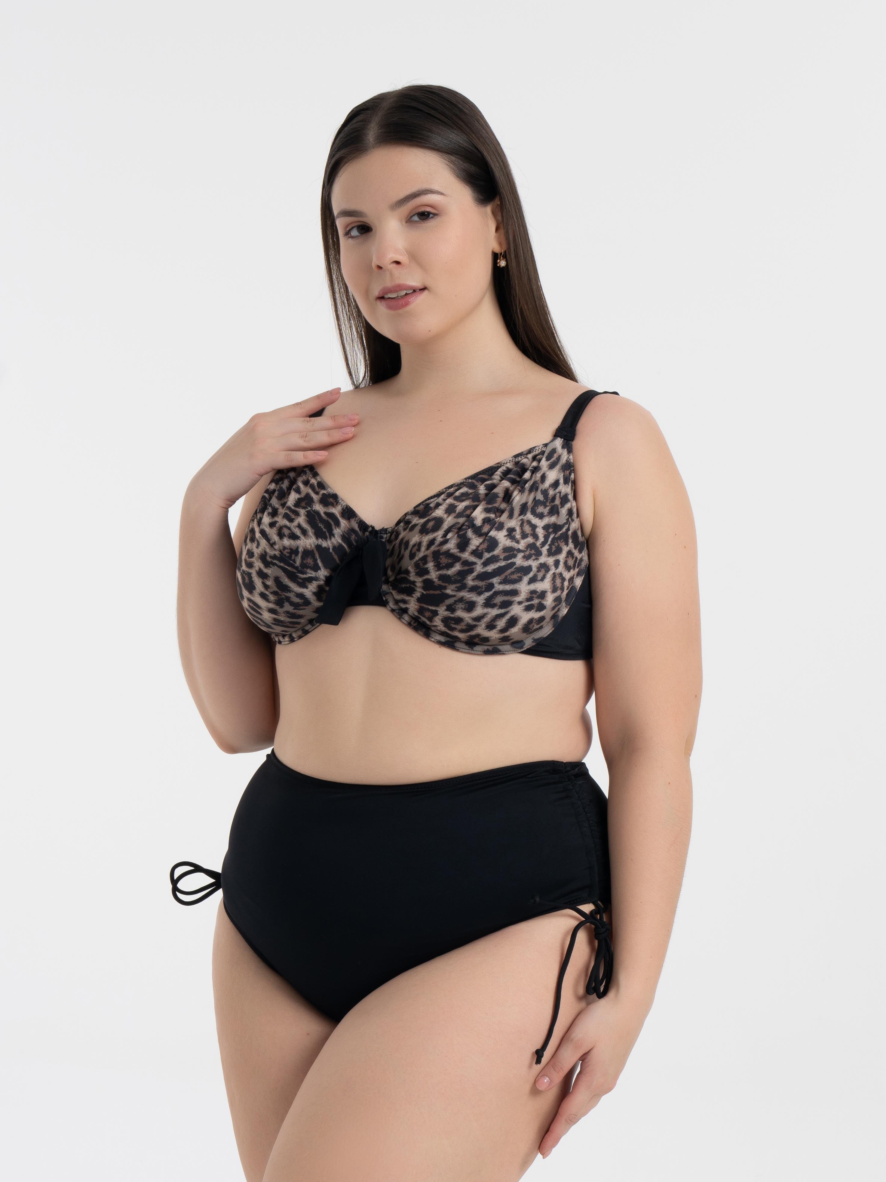 AQUAVİVA Kadın Büyük Beden Siyah Leopar Desen Daniela Balen Destekli Bikini Takımı