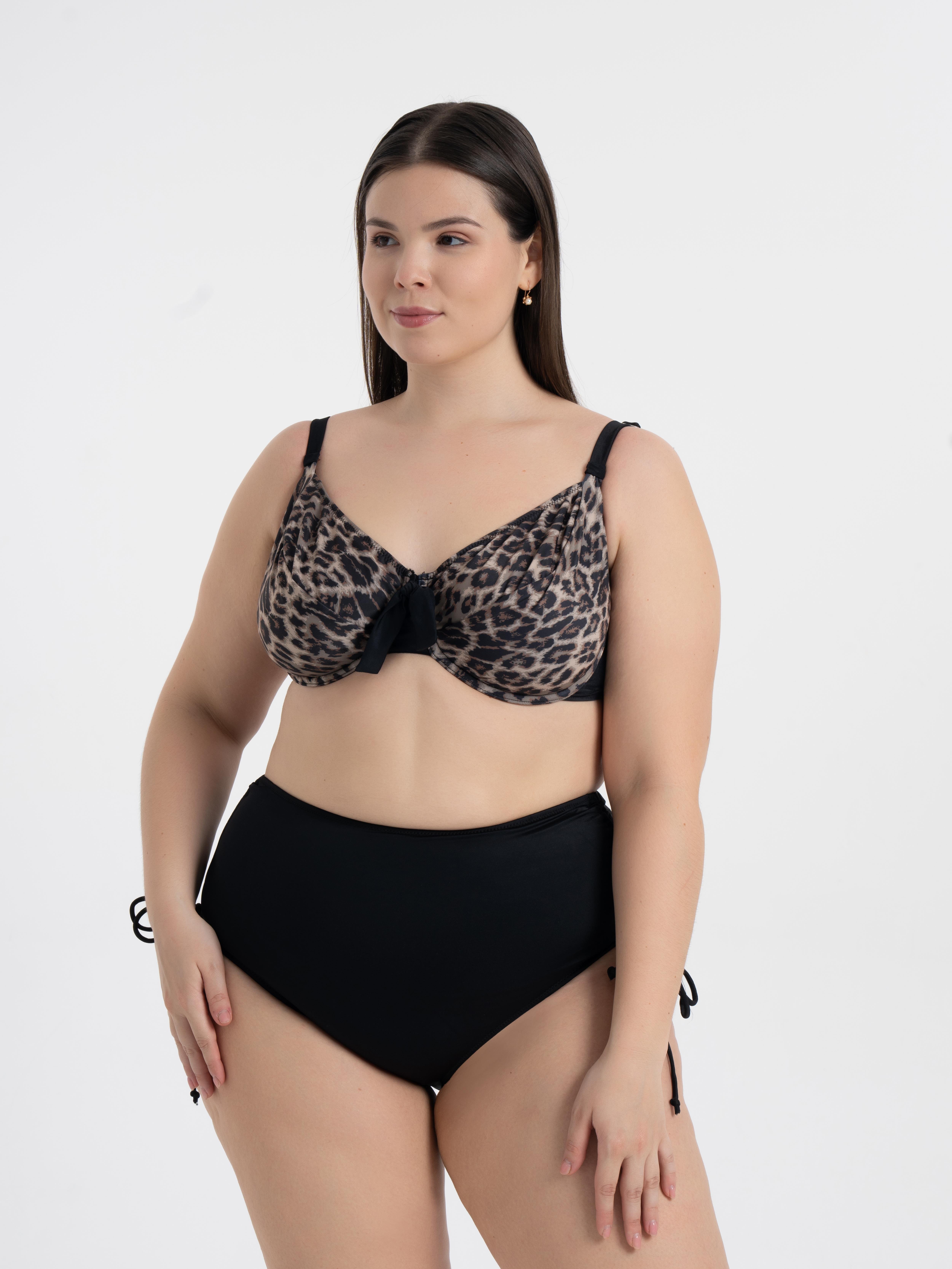 AQUAVİVA Kadın Büyük Beden Siyah Leopar Desen Daniela Balen Destekli Bikini Takımı