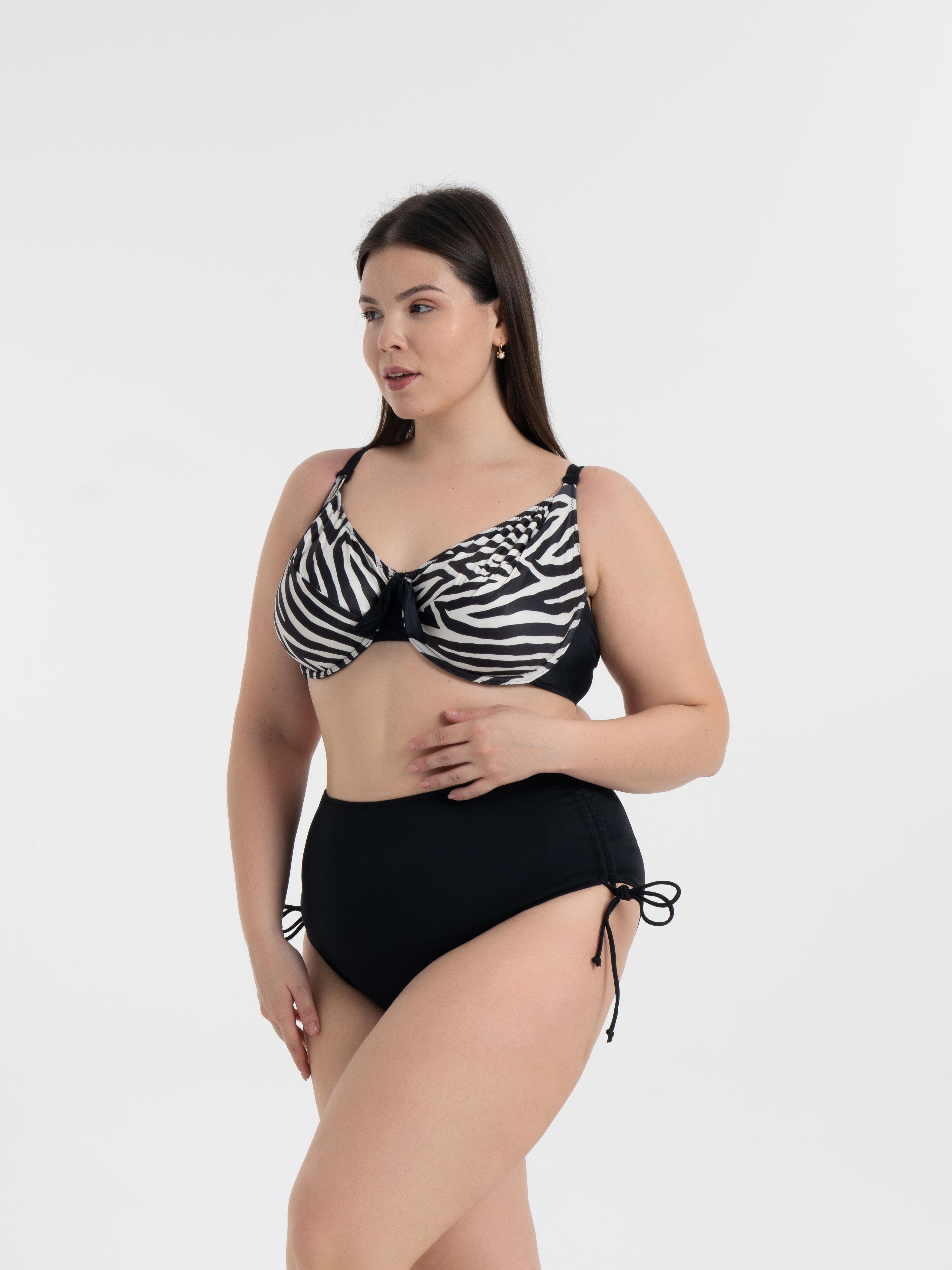 AQUAVİVA Kadın Büyük Beden Siyah Zebra Desen Brunella Balen Destekli Bikini Takımı
